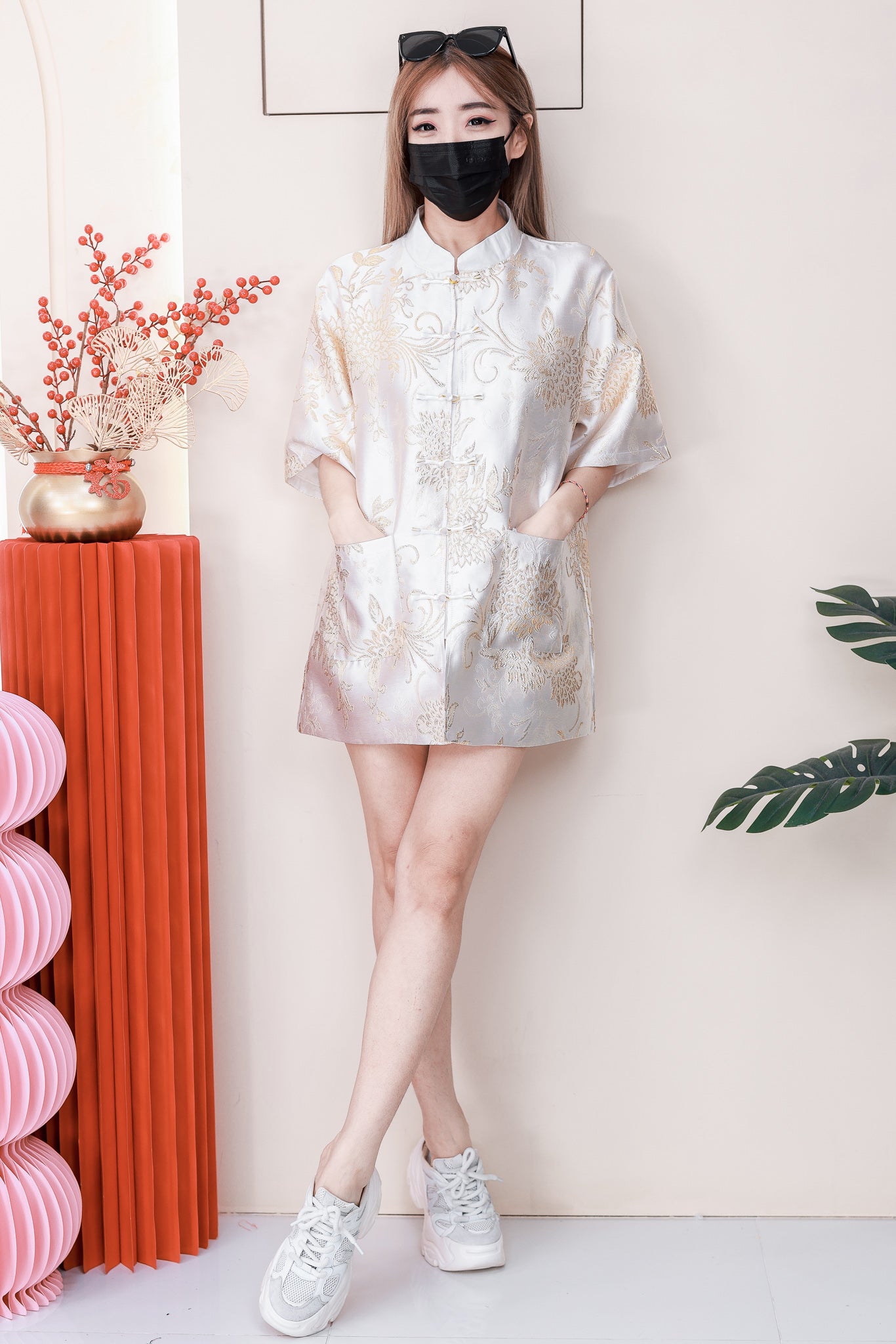 【T6862】高品质富贵牡丹金线提花男女同款唐装旗袍上衣，有口袋 ❤❤