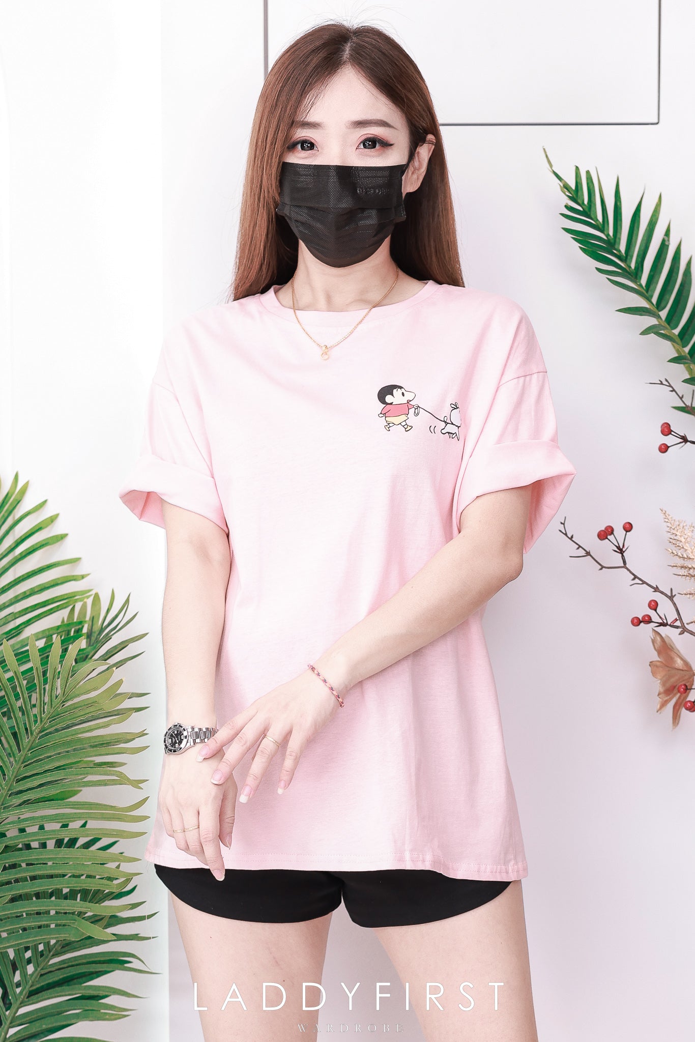 【O6614】高品质蜡笔小新圆领短袖宽松休闲 Oversized 上衣❤❤