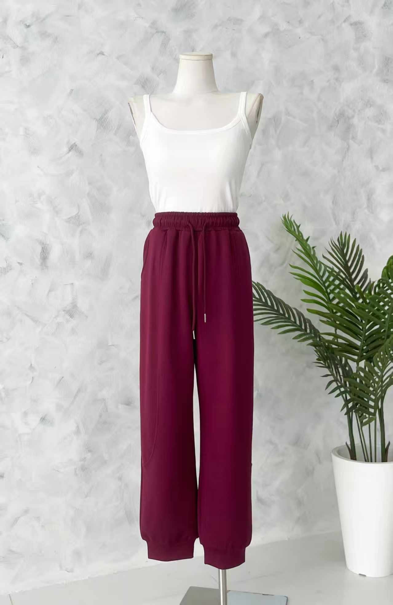 【L1192-1】⚡补货预订款⚡高品质空气棉松紧腰弹力运动休闲长裤，有口袋 ❤️❤️