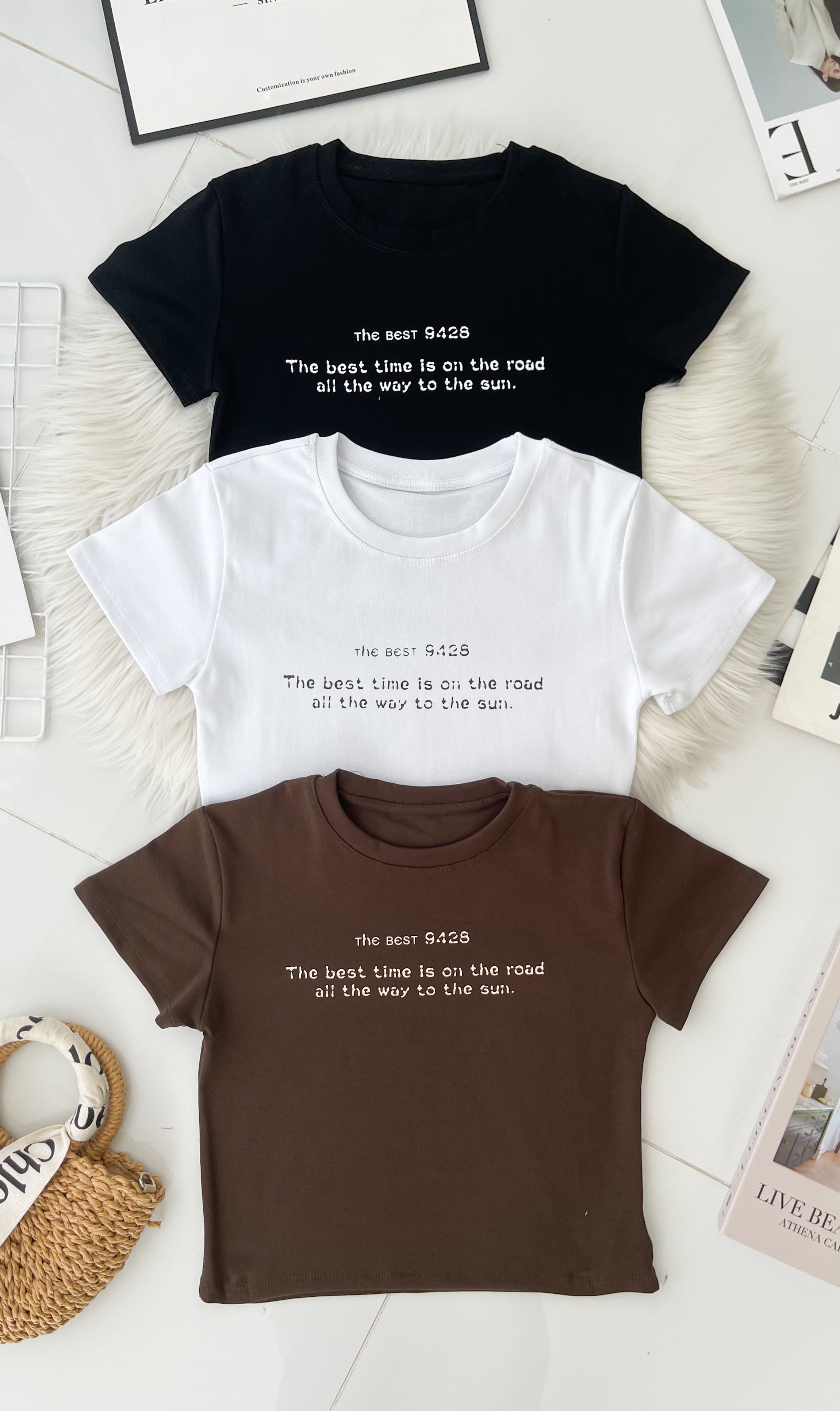 【T9017】高品质印图字母纯棉弹力圆领短袖日常简约休闲百搭上衣 ❤️