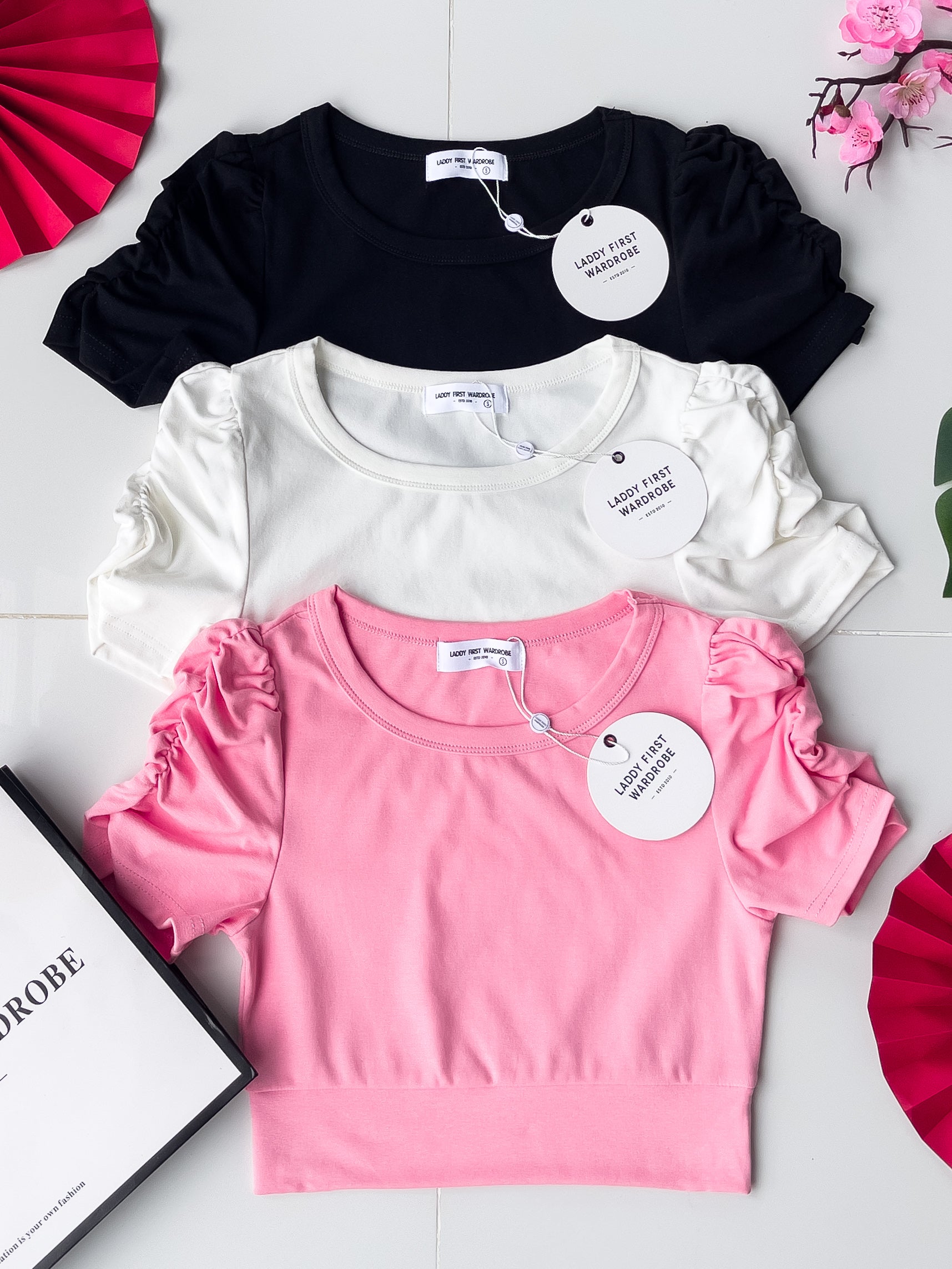 【T3454】【LFW独家小圆饼】高品质厚棉皱褶短袖纯棉弹力简约休闲百搭上衣 ❤❤ 【A-R1-C1】