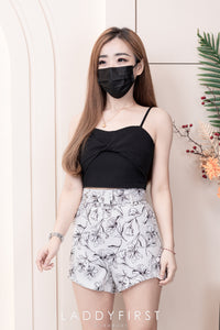 【SS110442】【网站福利款✨】高品质两件式西装时装套装 自调无袖肩带西装上衣，后幅伸缩弹力➕印花西装高腰短裤，有口袋，配送腰带 ❤️❤️ 【D-R1-C3】