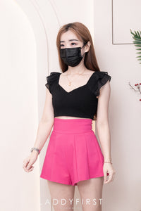 【S3380】【LFW独家小圆饼】高品质阔腿蓬蓬百褶显腰西装高腰百搭短裤，内层包臀防走光里布短裤 ❤️❤️【A-R3-C3】