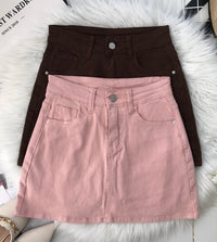 【S9546】高品质简约高腰显瘦A字牛仔百搭裙子，内层有里布短裤有口袋 ❤️❤️【D-R3-C3】