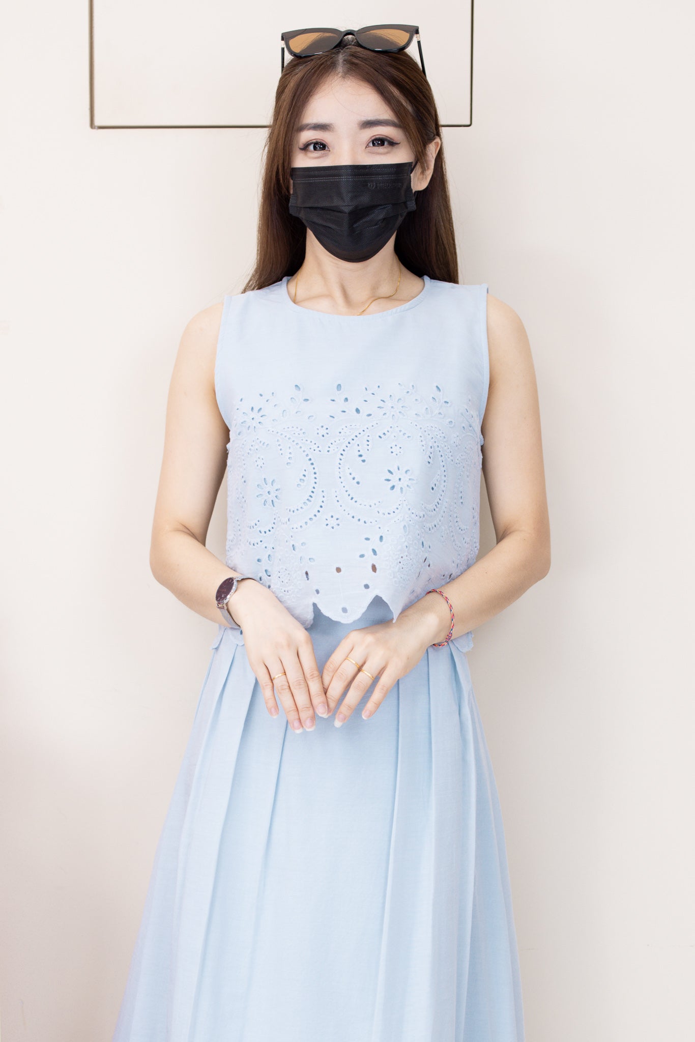 【SS2936】高品质两件式韩系小仙气桐花套装 无袖桐花上衣➕桐花高腰长裙 ❤️❤️【A-R2-C5】