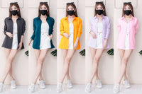 【T80340】＊订单不断＊ 独家爆款高品质韩式宽松版多巴胺色系翻领长袖西装衬衫上衣❤️【A-R1-C5】