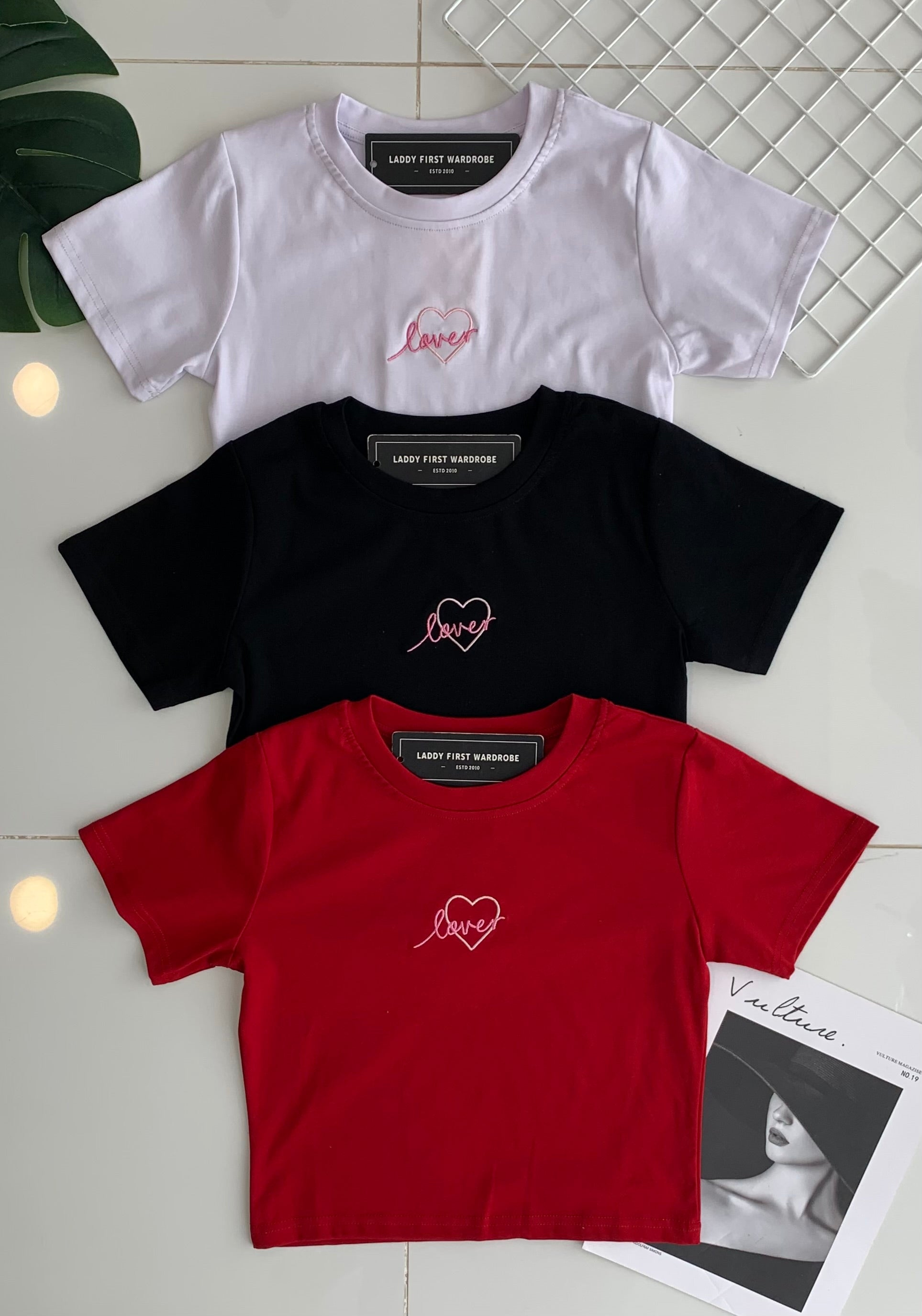 【T83299】高品质love字体刺绣纯棉弹力短袖日常休闲百搭上衣 ❤❤【A-R1-C2】