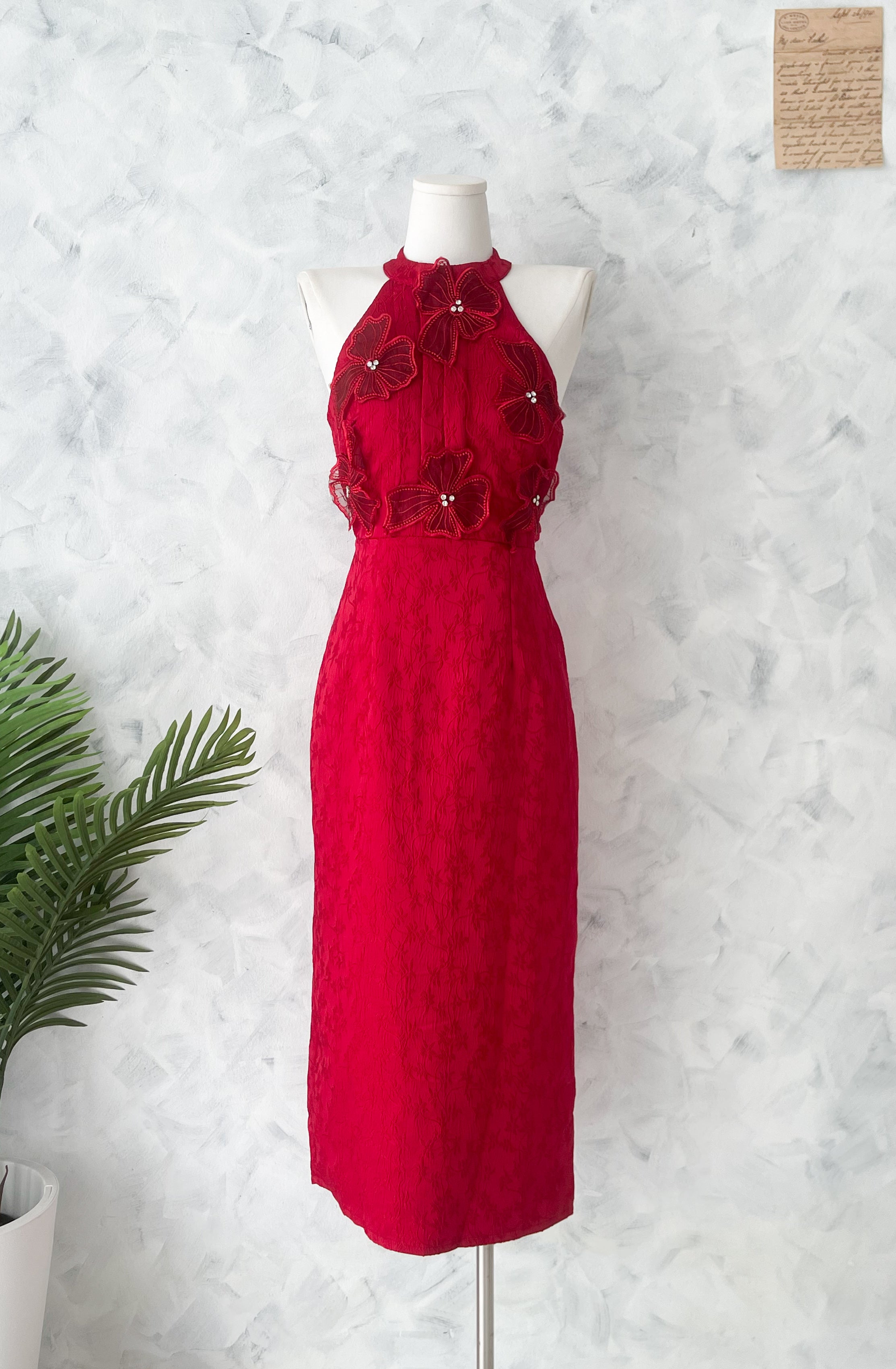 【D81706 / 37676】高品质高端气质立体花瓣提花连身裙子 ❤❤【A-RU】