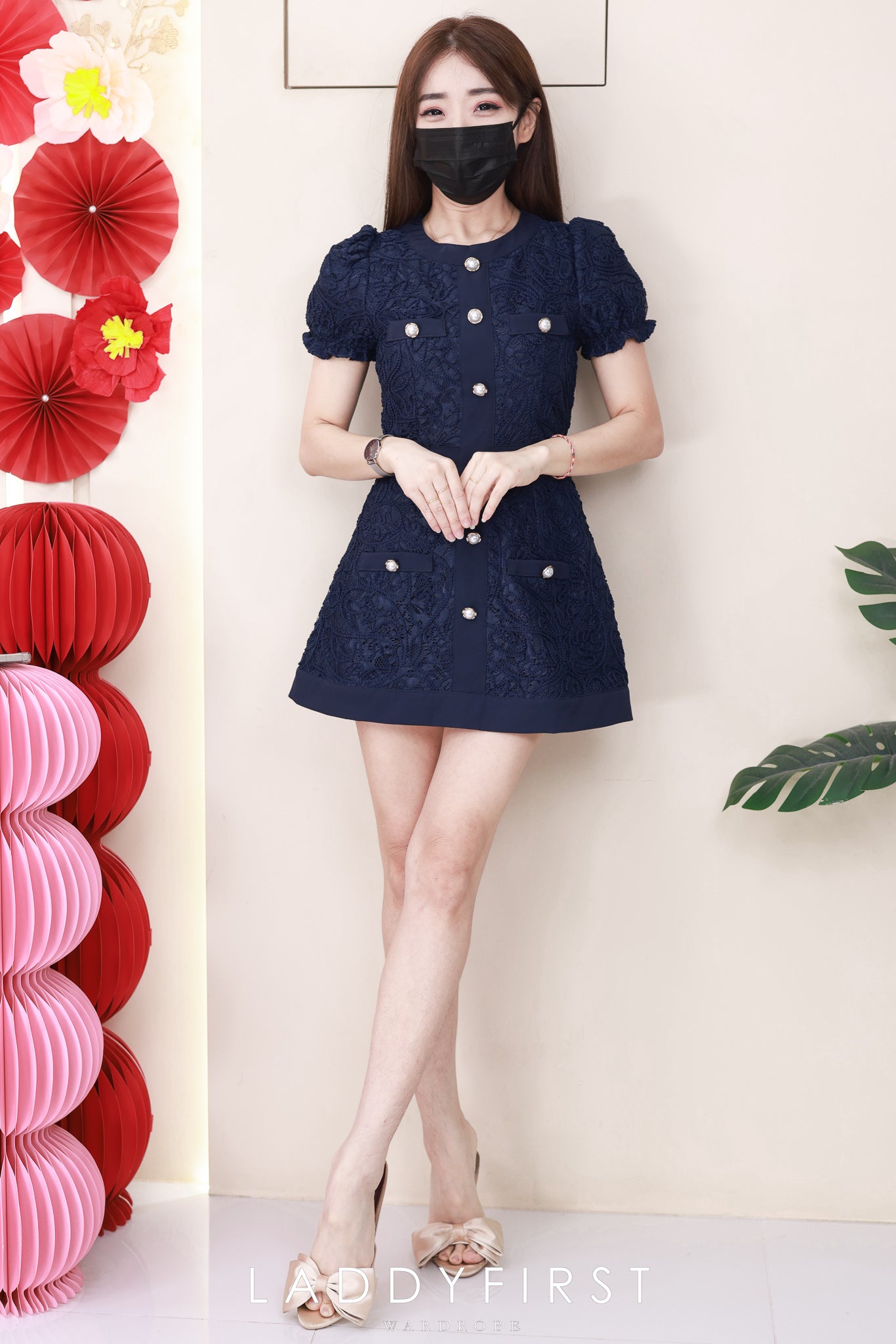 【D3503】🌸 LFW独家小圆饼 🌸  高品质高端精致名媛轻奢水溶蕾丝身上裙子，内层有里布短裤 ❤️❤️【F-R1-C1】