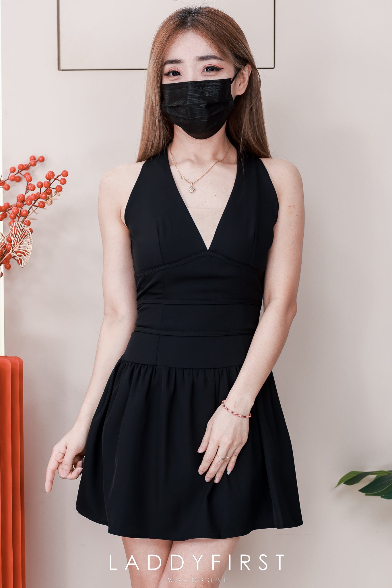 【D520216】【补厂家现货⚡️⚡️】高品质拼接V领网纱雪纺无袖连身裙子 ❤❤