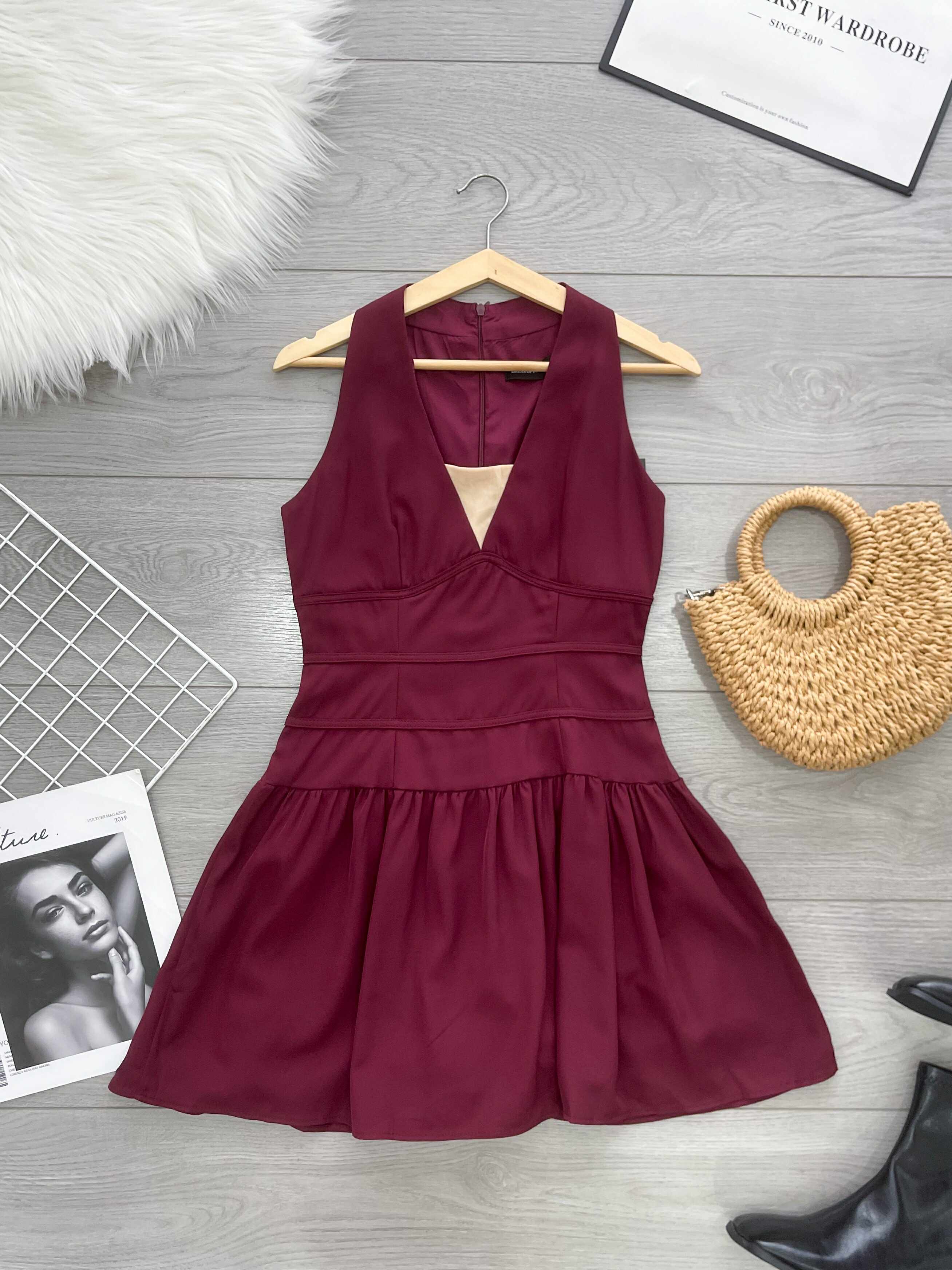 【D520216】【补厂家现货⚡️⚡️】高品质拼接V领网纱雪纺无袖连身裙子 ❤❤