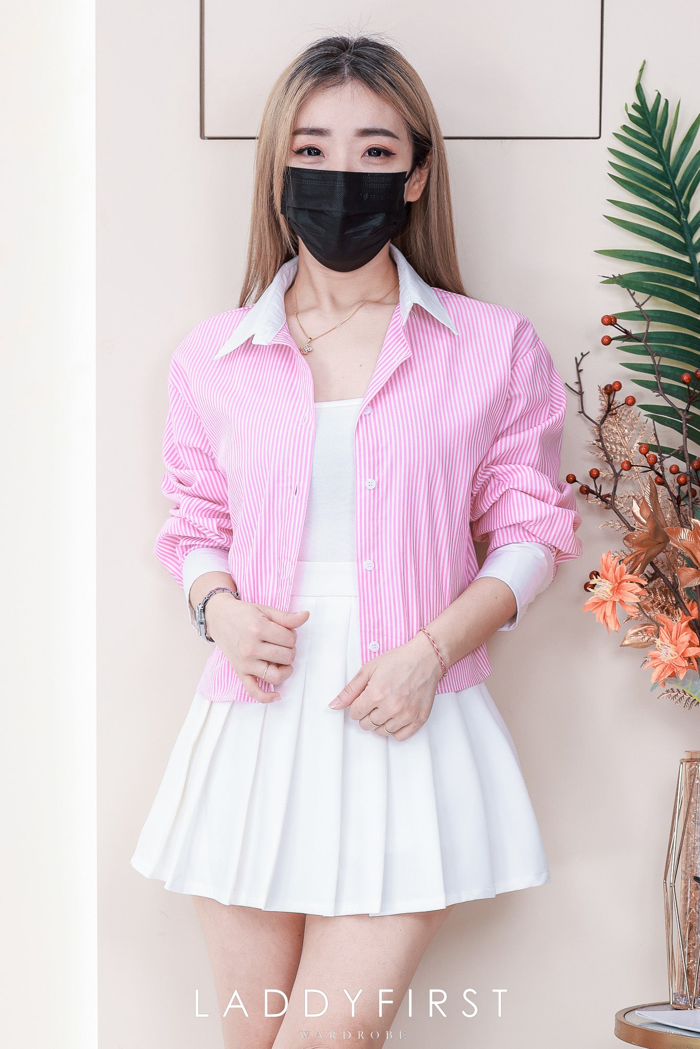 【T98511】高品质条纹撞色长袖衬衫百搭上衣 ❤❤