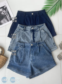 【S83101】高品质不包臀显瘦高腰简约日常COTTON JEANS牛仔百搭短裤，有口袋 ❤️❤️【D-R2-C1】