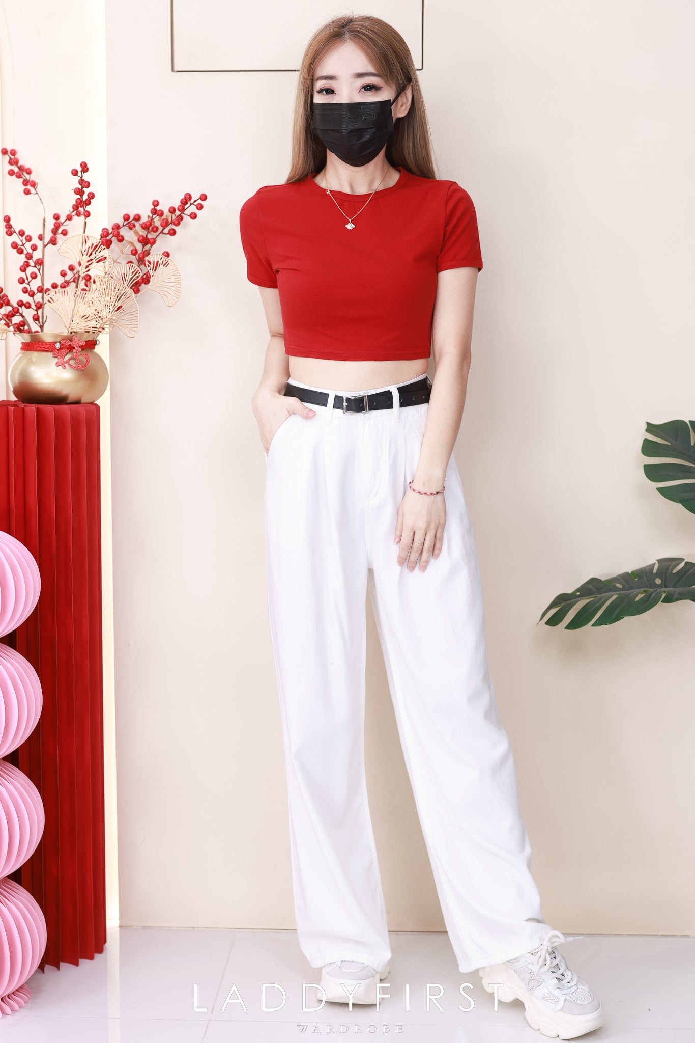 【L3582】高品质气质天丝牛仔直筒阔脚高腰百搭长裤，配送腰带有口袋 ❤️❤️