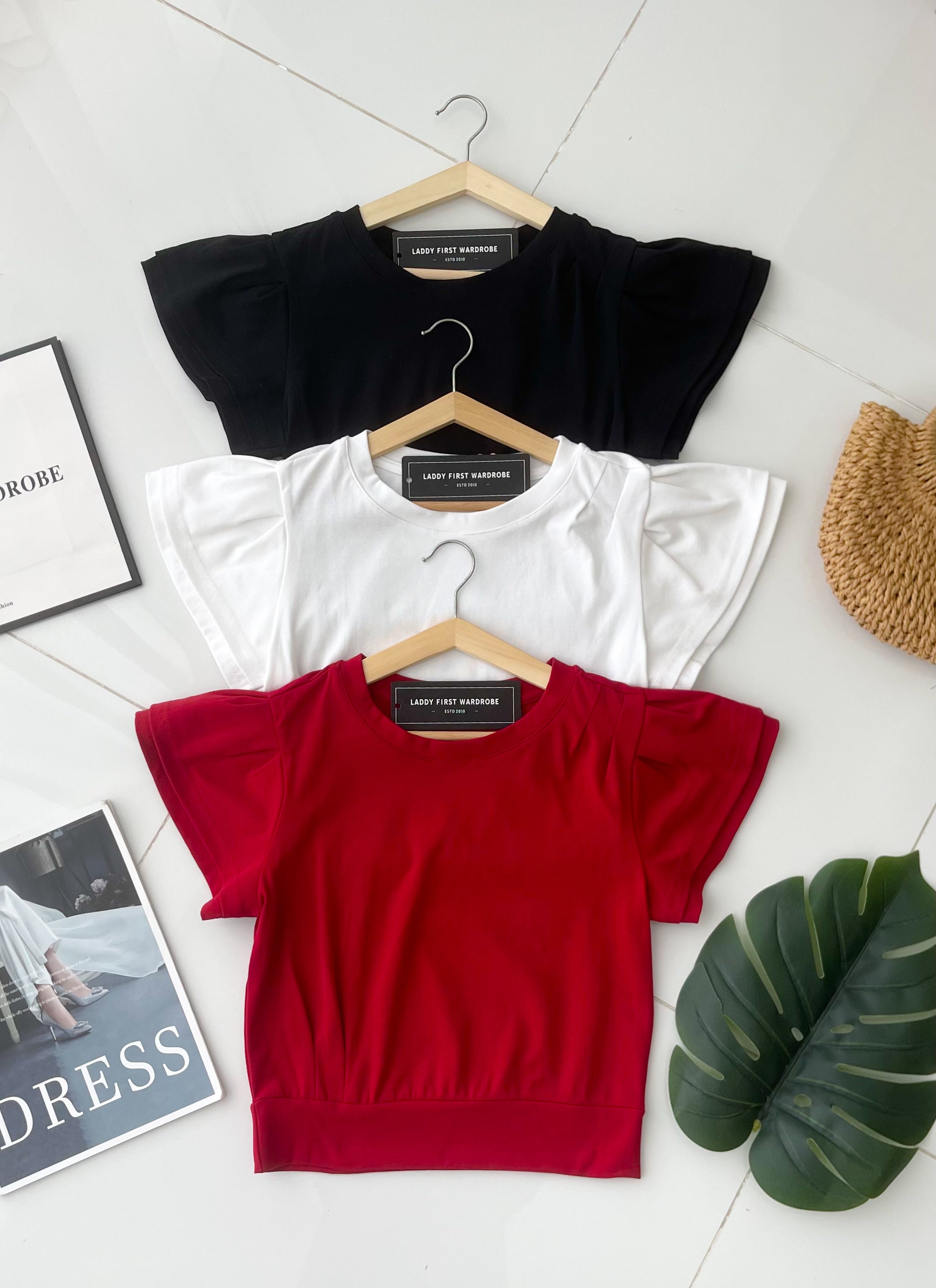 【T98665】高品质荷叶袖纯棉弹力百搭上衣 ❤❤