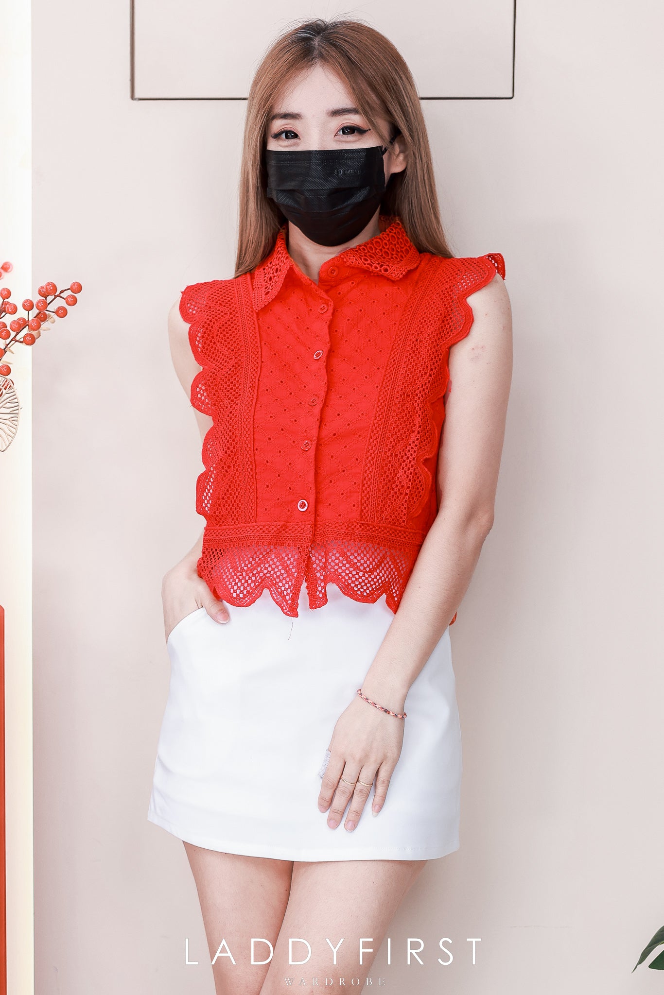 【T6794】高品质方领波浪边桐花上衣 ❤❤