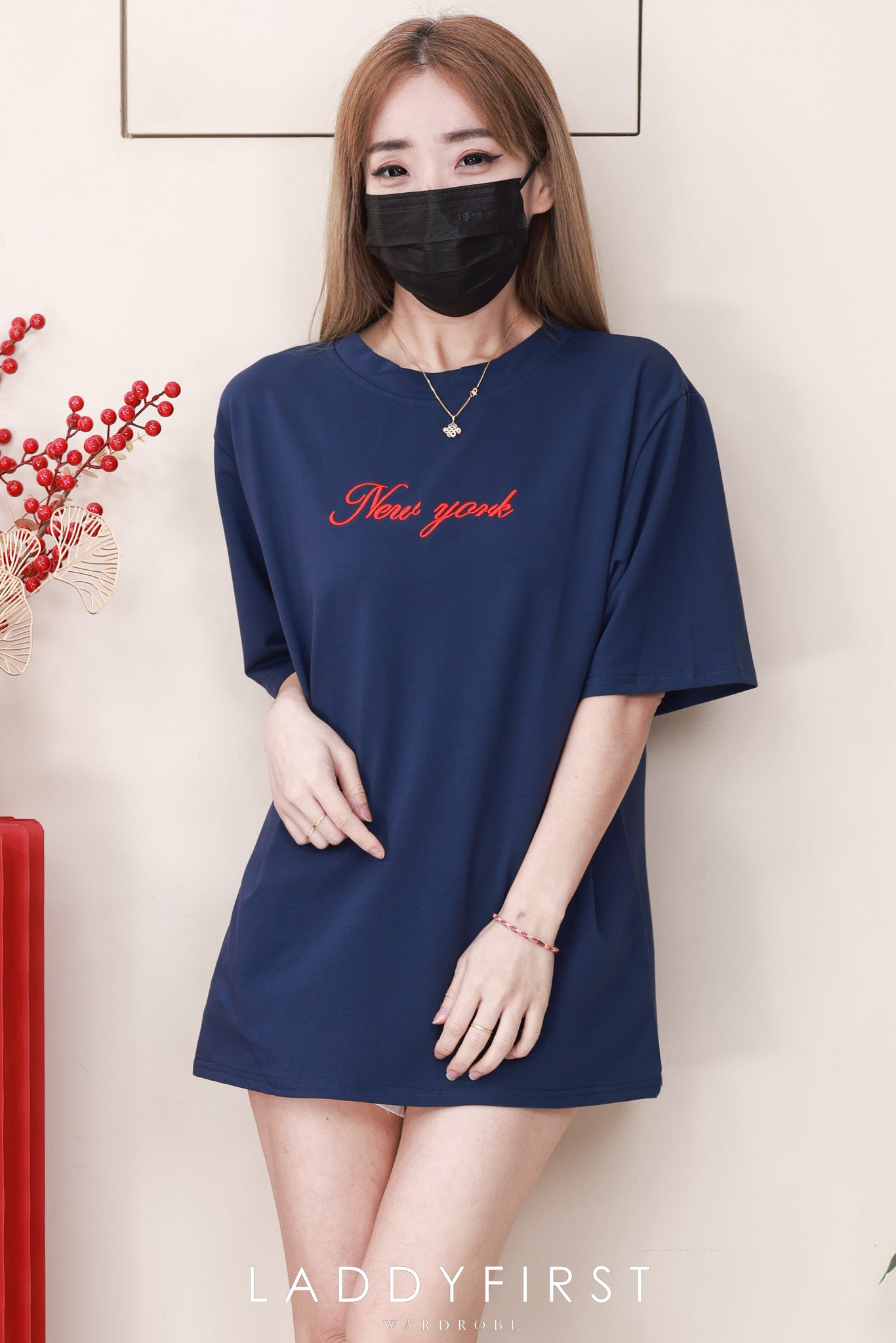 【T82997】高品质New york 刺绣宽松纯棉日常oversized百搭上衣 ❤❤ 【B-R1-C6】