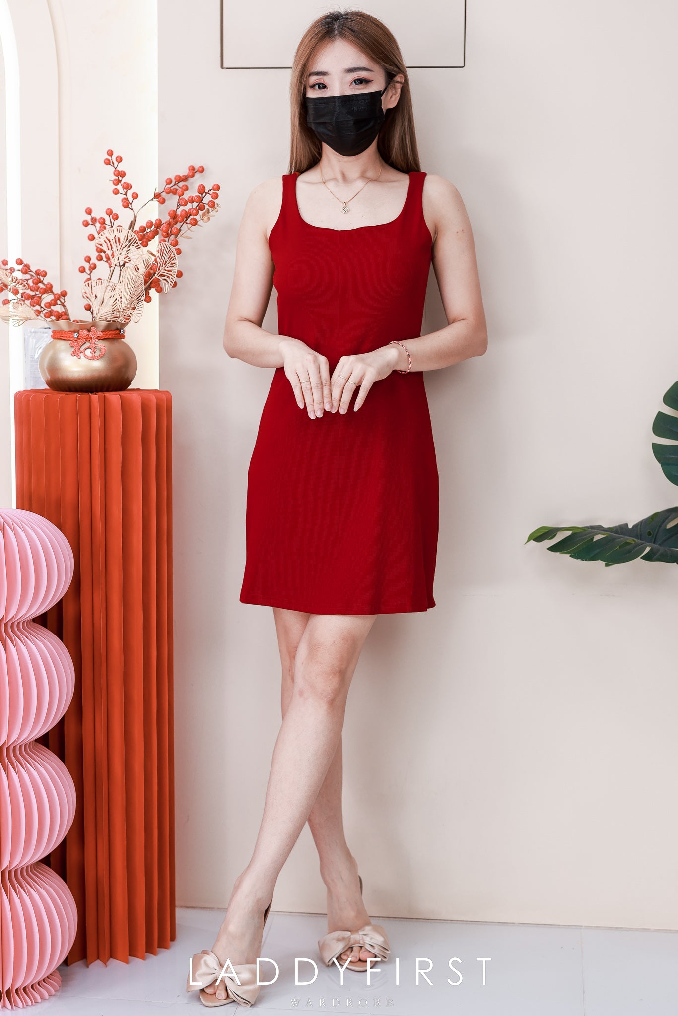 【D82540】高品质带胸垫螺纹弹力无袖慵懒连身裙子 ❤❤【A-R2-C1】