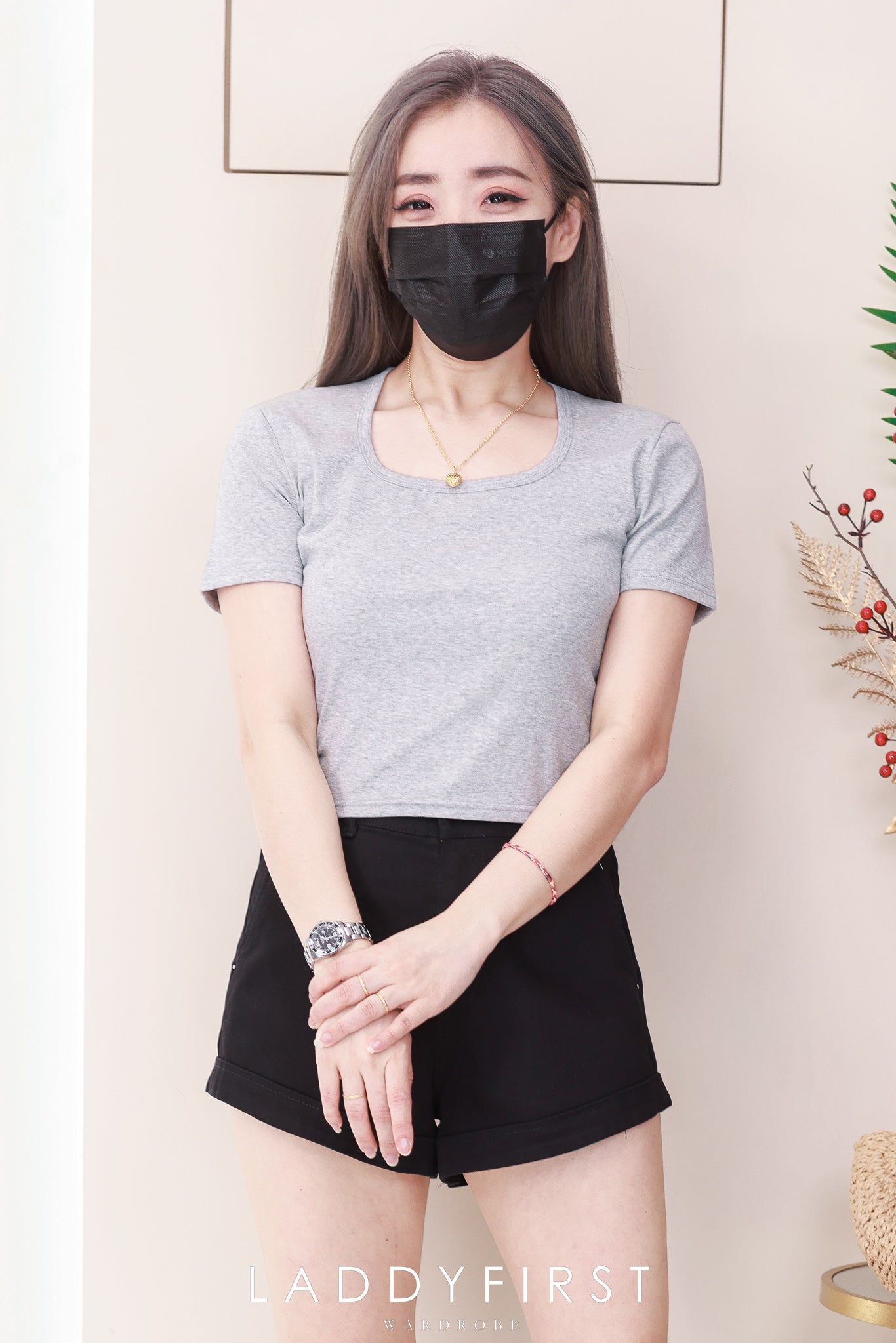 【T82309】高品质U领短袖纯棉SEPTEMBER弹力休闲百搭上衣 ❤️❤️ 【A-R1-C5】