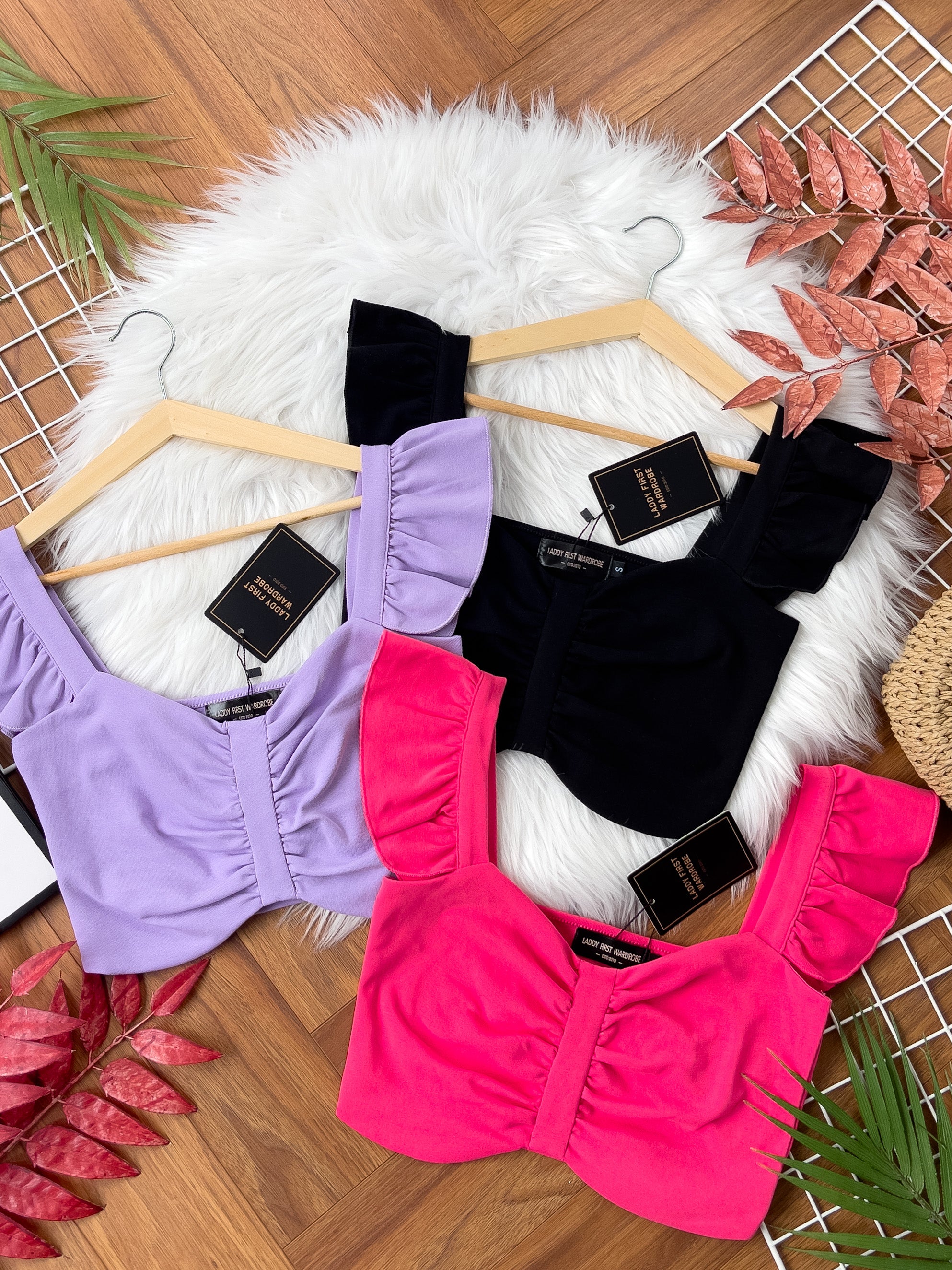 【T3373】独家爆款无袖荷叶边皱褶设计纯棉百搭时装上衣 ❤❤ 【C-R3-C4】