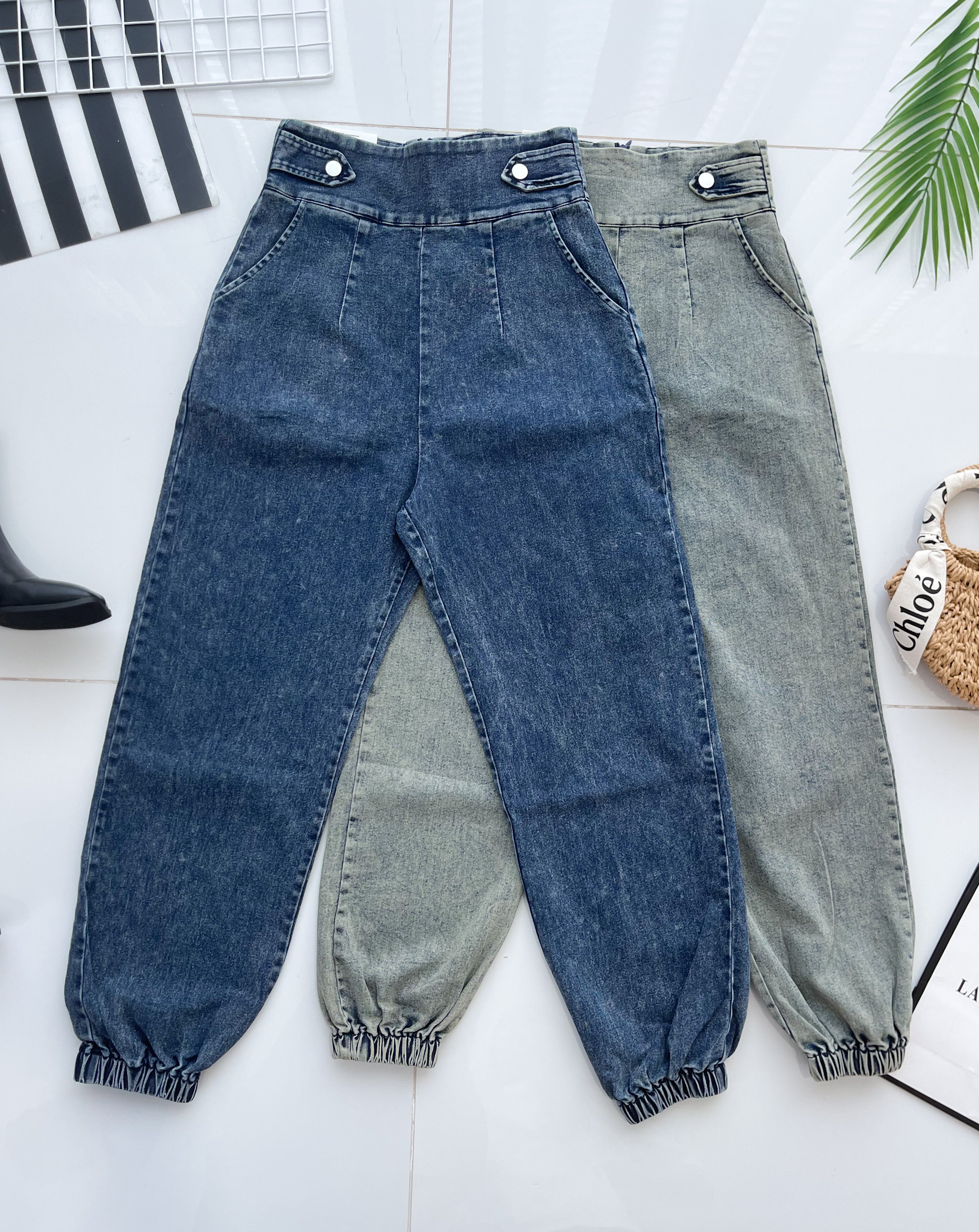 【L6754】高品质COTTON JEANS牛仔弹力老爹百搭九分长裤❤️❤️