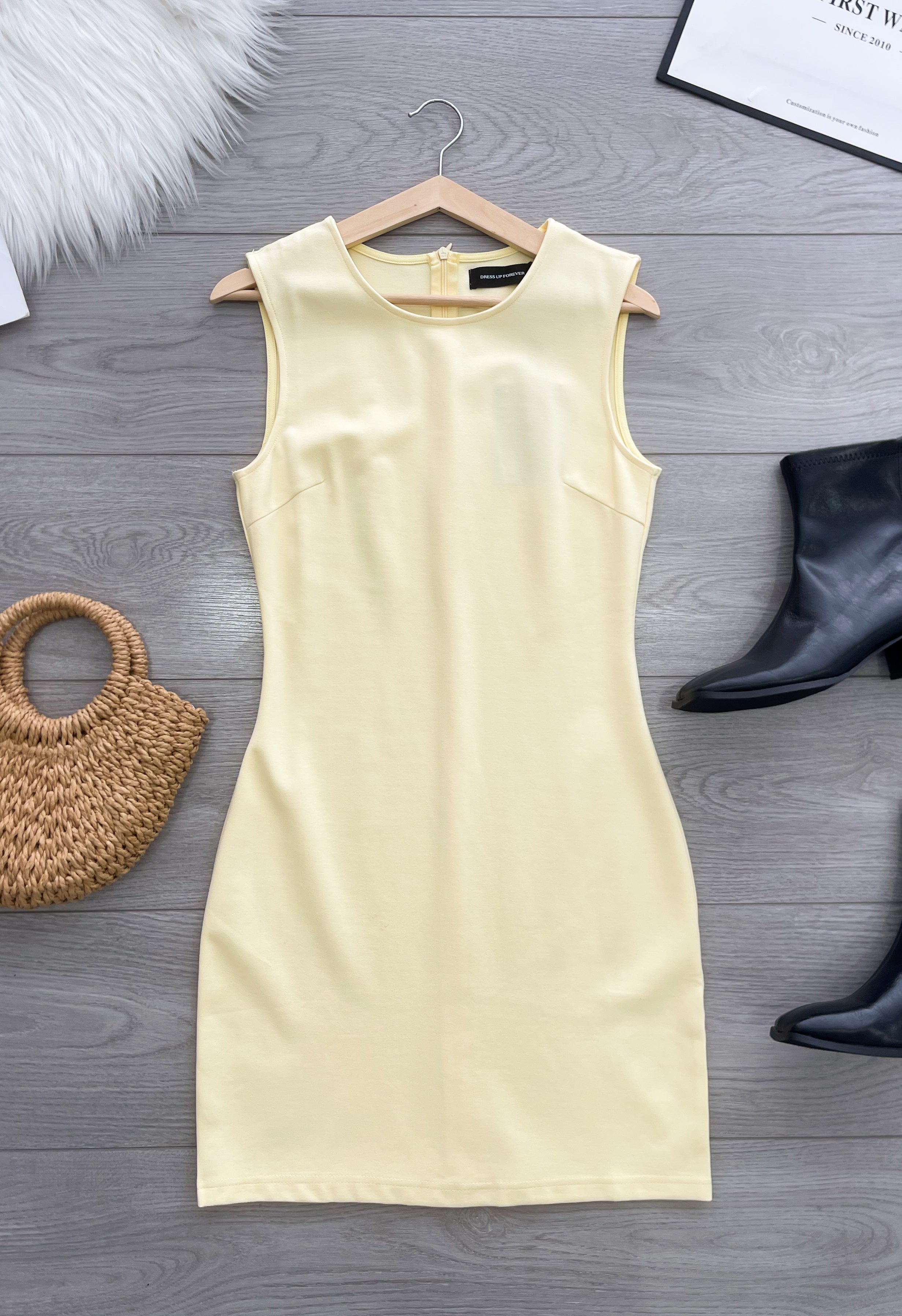 【D17154】高品质极简简约西装无袖连身裙子 ❤❤【A-R2-C4】