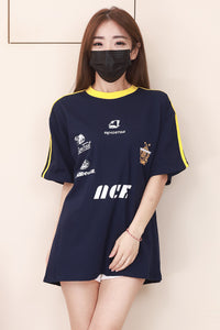 【O9546】高品质宽松休闲拼色OVERSIZE TEE ❤️【H】