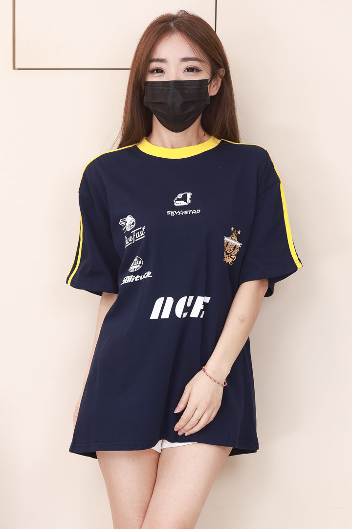 【O9546】高品质宽松休闲拼色OVERSIZE TEE ❤️【H】