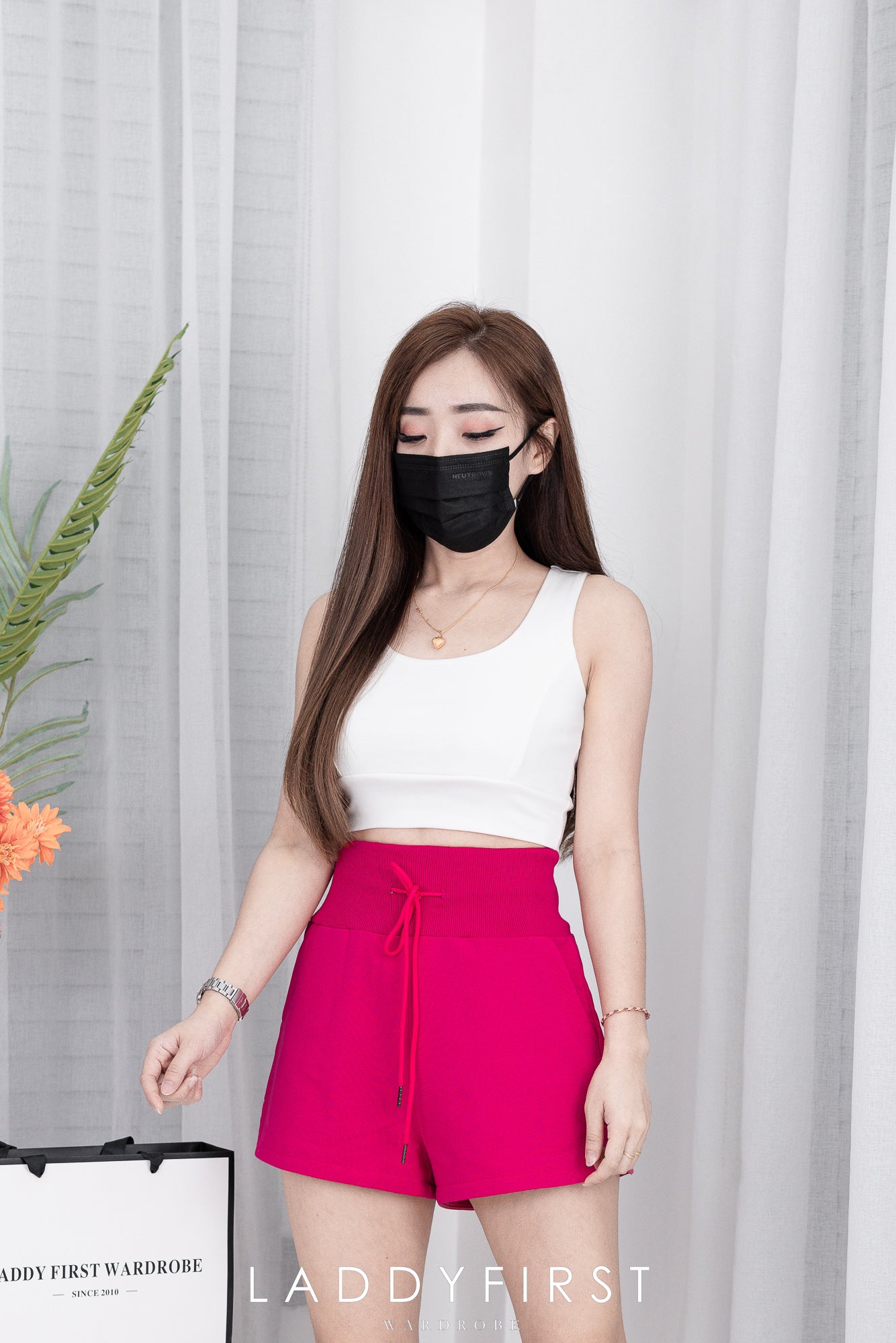 【S80108】卫衣棉质松紧腰高腰休闲短裤，有口袋