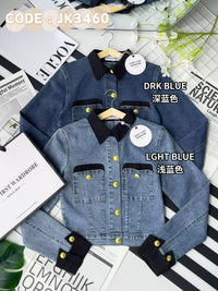 【JK3460】【LFW独家小圆饼】高品质COTTON JEANS精致纽扣翻领长袖百搭牛仔外套 ❤❤