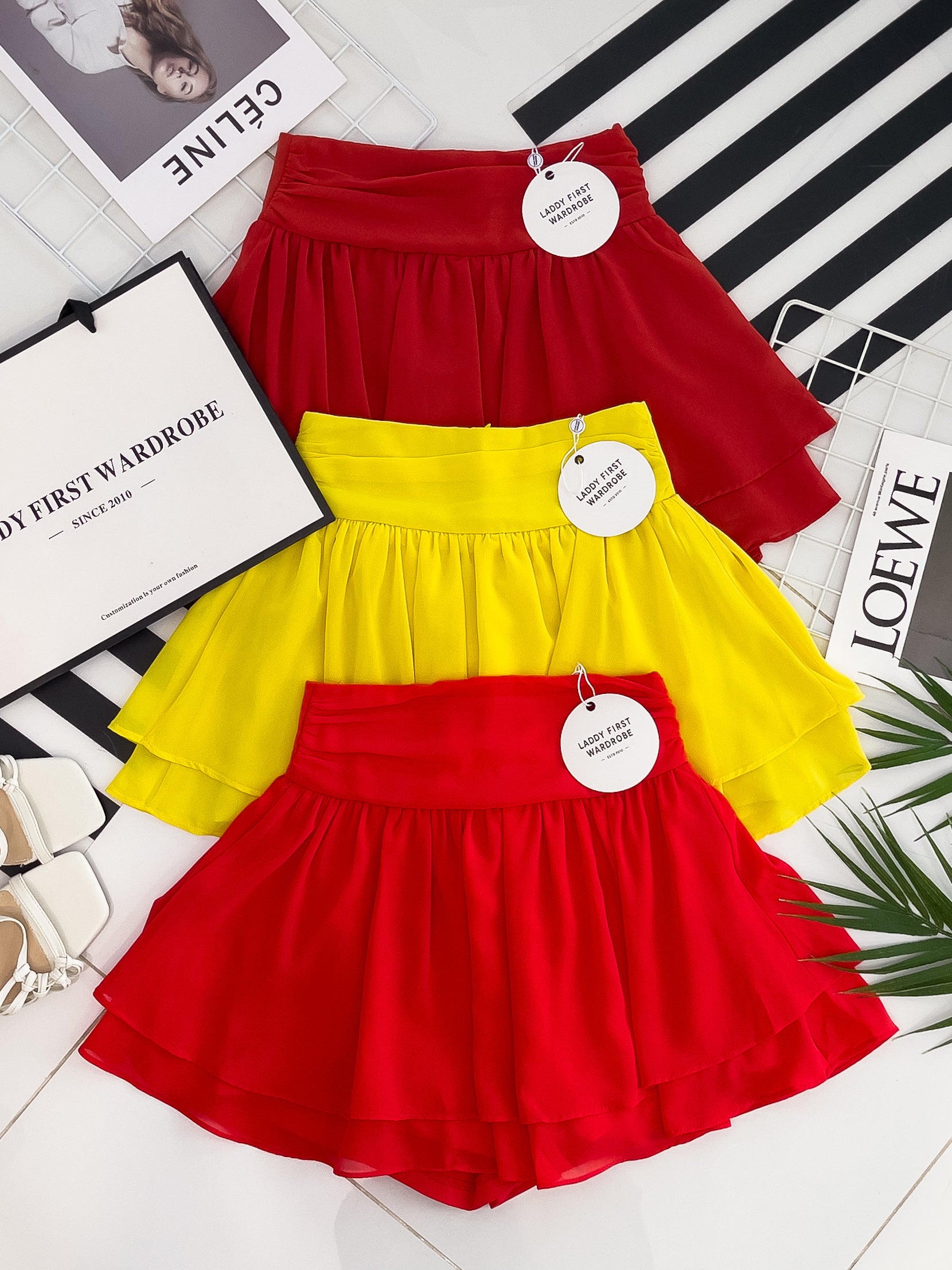 【S681131】‼️爆单王再次到货‼️【独家小圆饼】高质量西装拼雪纺蓬蓬高腰裙子【A-R3-C4】