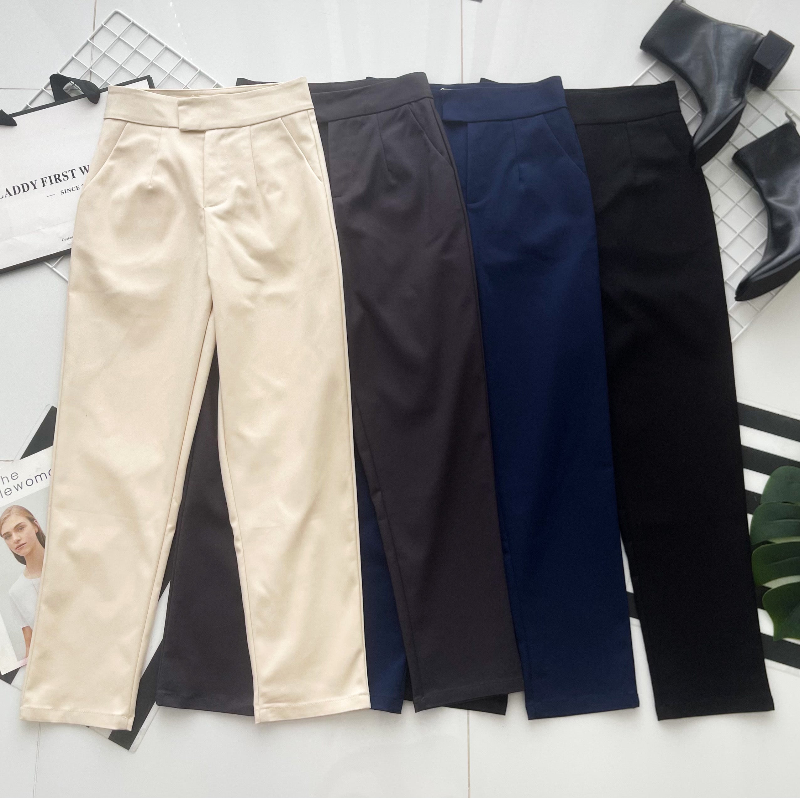 【L80390】高品质OL西装高腰九分长裤，有口袋 ❤️❤️