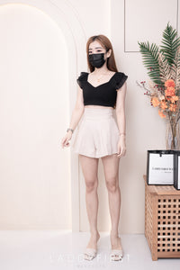 【S3380】【LFW独家小圆饼】高品质阔腿蓬蓬百褶显腰西装高腰百搭短裤，内层包臀防走光里布短裤 ❤️❤️【A-R3-C3】