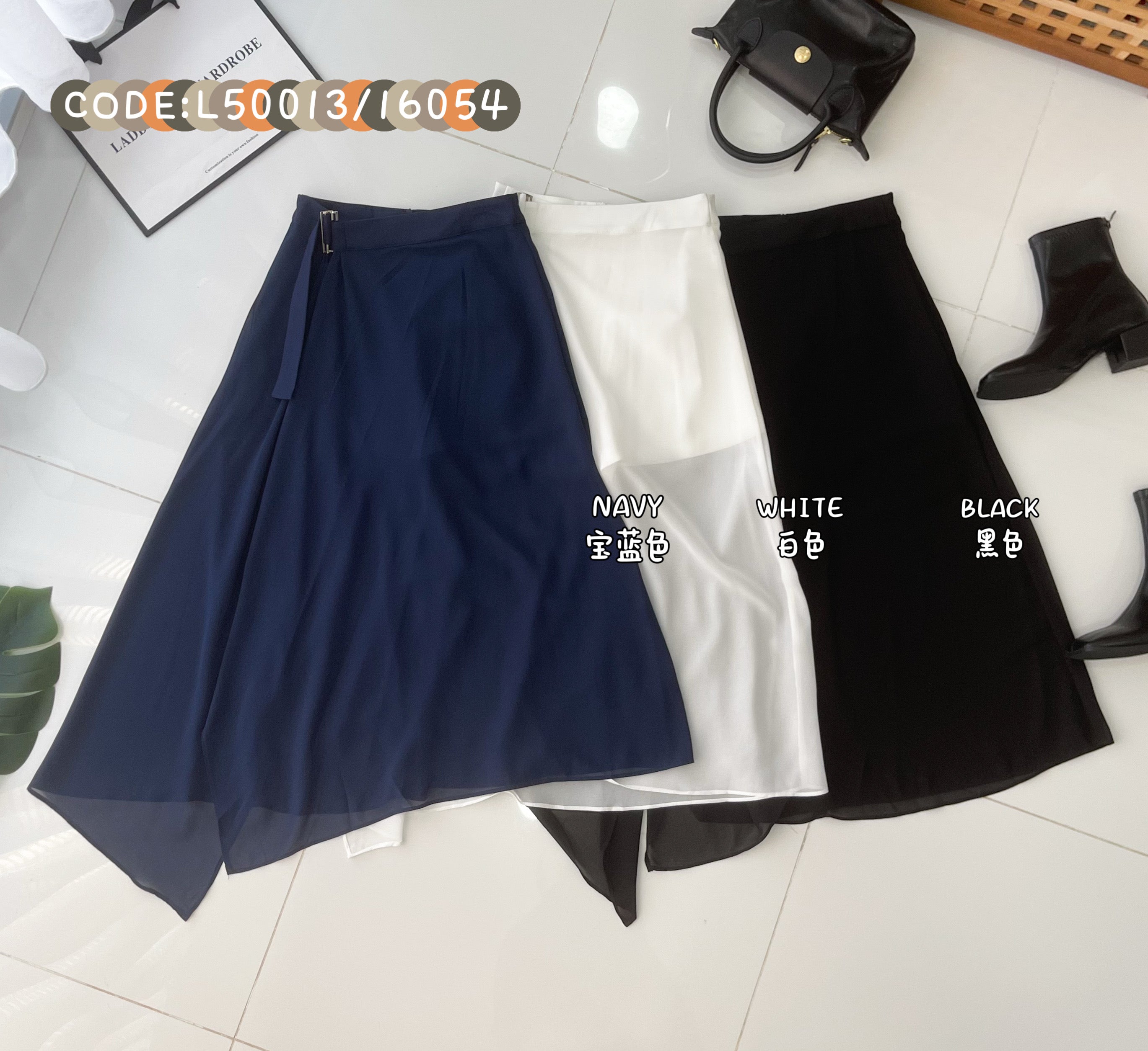 【L50013 / 16054】高品质假两件内层西装短裤拼接雪纺网纱裤裙 ❤️❤️