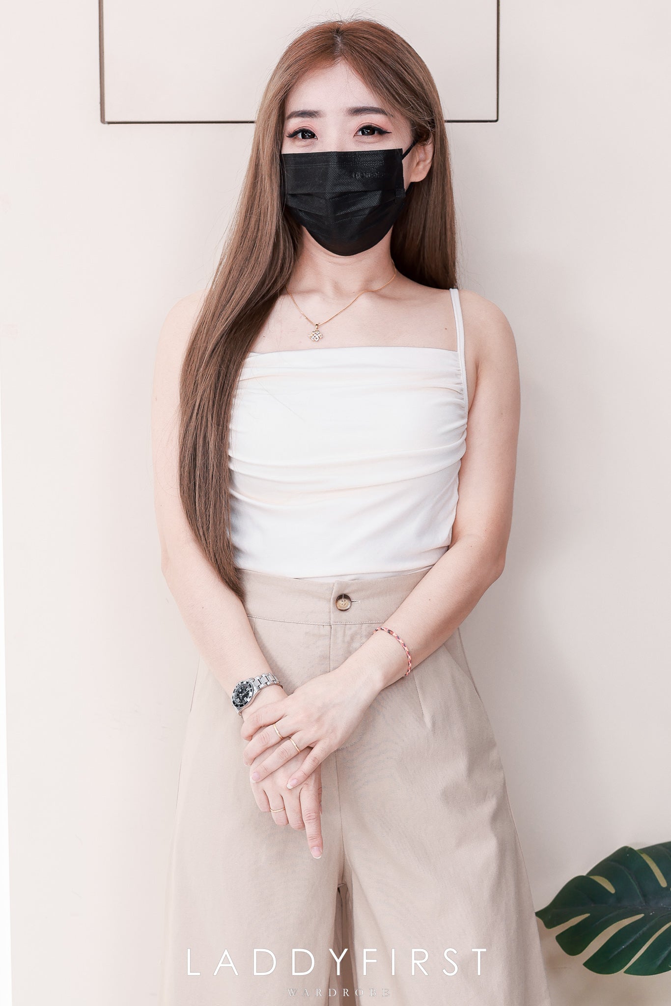 【L82617】高品质棉麻显瘦阔脚高腰百搭长裤，有口袋 ❤️❤️ #背面腰围伸缩弹力