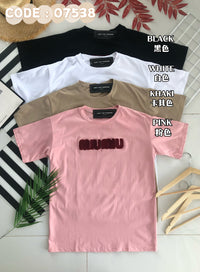 【O7538】高品质毛巾绣字母MIUMIU领短袖 Oversized 休闲上衣❤️❤️【A-RU2】