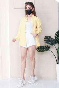 【T80340】＊订单不断＊ 独家爆款高品质韩式宽松版多巴胺色系翻领长袖西装衬衫上衣❤️【A-R1-C5】