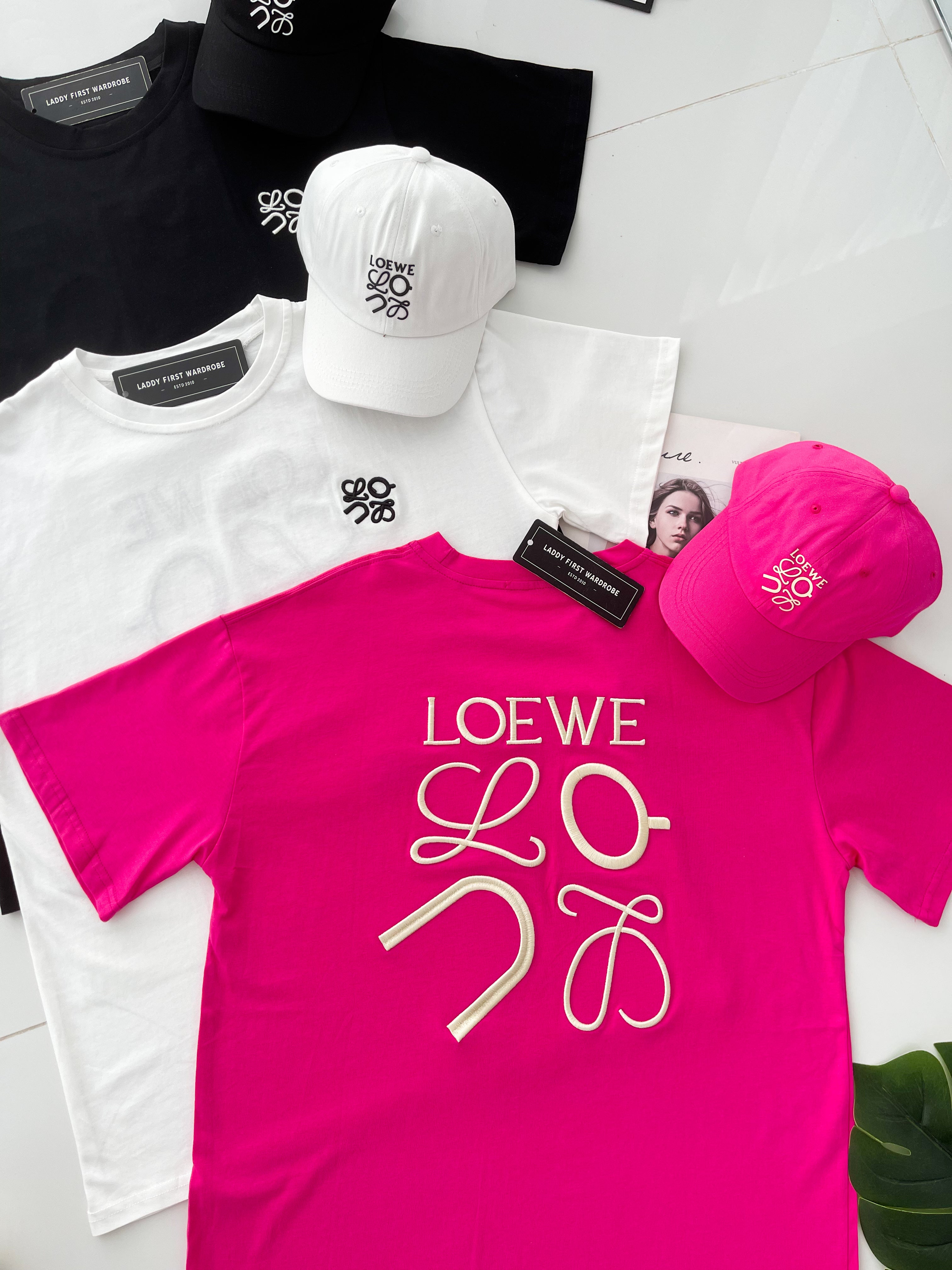 【O9950-1】⚡补货预订款⚡高品质两件套男女同款纯棉LOEWE刺绣Oversized 潮流时尚上衣 上衣➕帽子❤❤