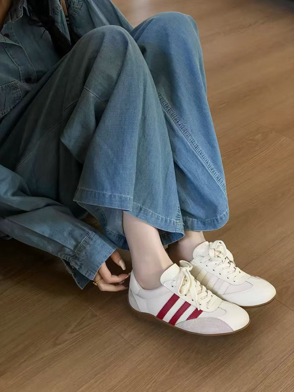 【R9135-3】🔅精选预售款🔅 高质量韩系街头风复古真皮经典三条杠阿甘鞋子 ❤️