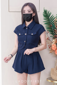 【SS3517】【LFW独家小圆饼】高品质两件高端气质西装时尚百搭套装 翻领出袖西装上衣➕百褶宽腿高腰百搭短裤，有口袋 ❤️❤️ 【C-R1-C4】
