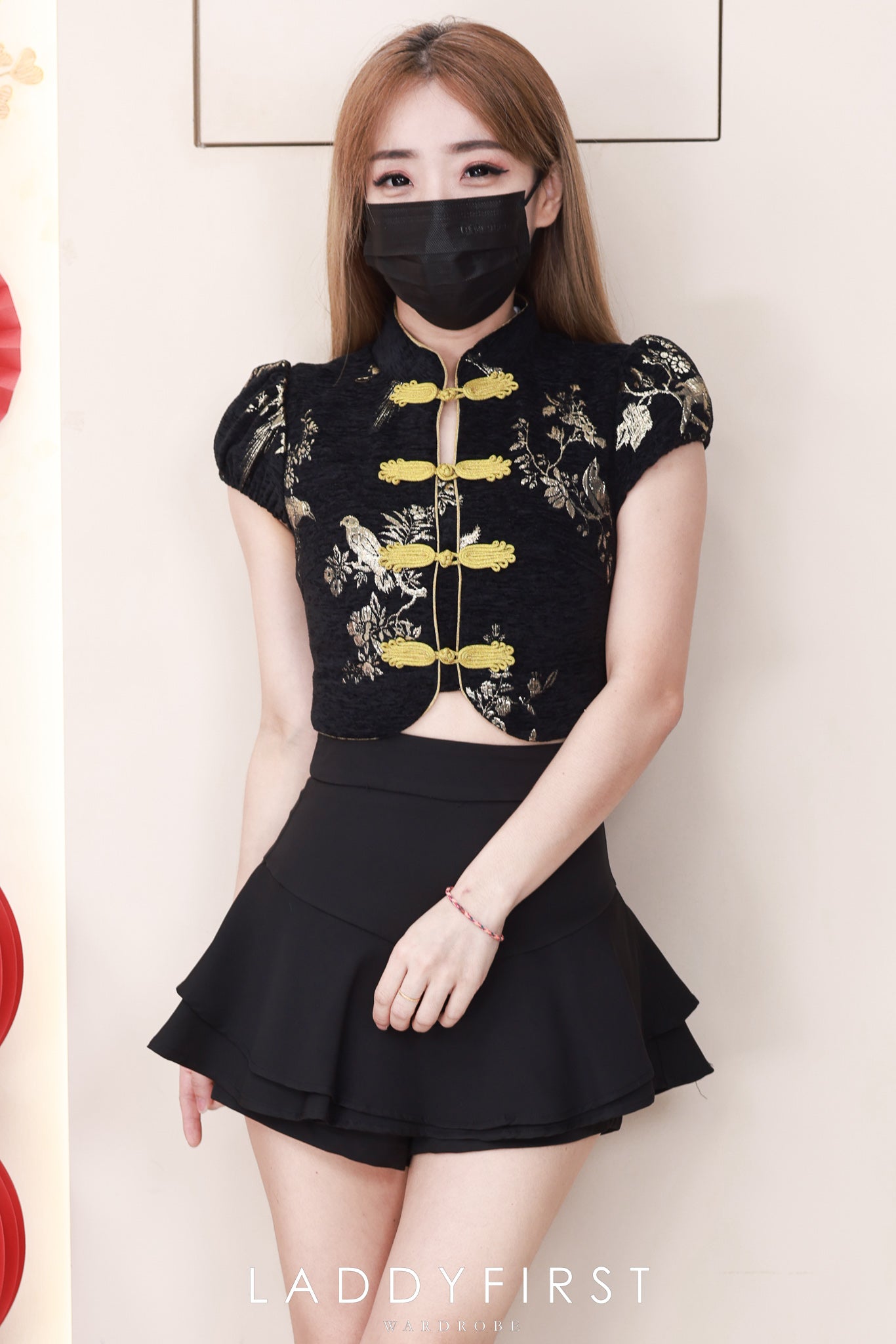 【SS3499】【LFW独家小圆饼】高品质两件式新中式高端国风提花旗袍套装 精致金线盘扣提花旗袍上衣➕荷叶下摆西装高腰百搭裤裙 ❤️❤️