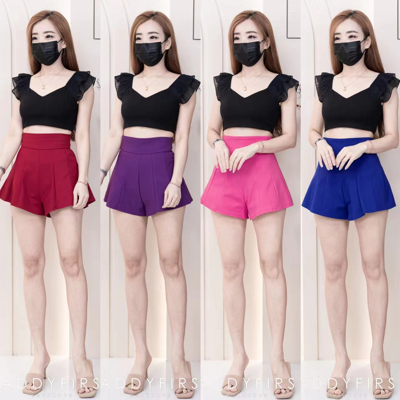 【S3380】【LFW独家小圆饼】高品质阔腿蓬蓬百褶显腰西装高腰百搭短裤，内层包臀防走光里布短裤 ❤️❤️【A-R3-C3】