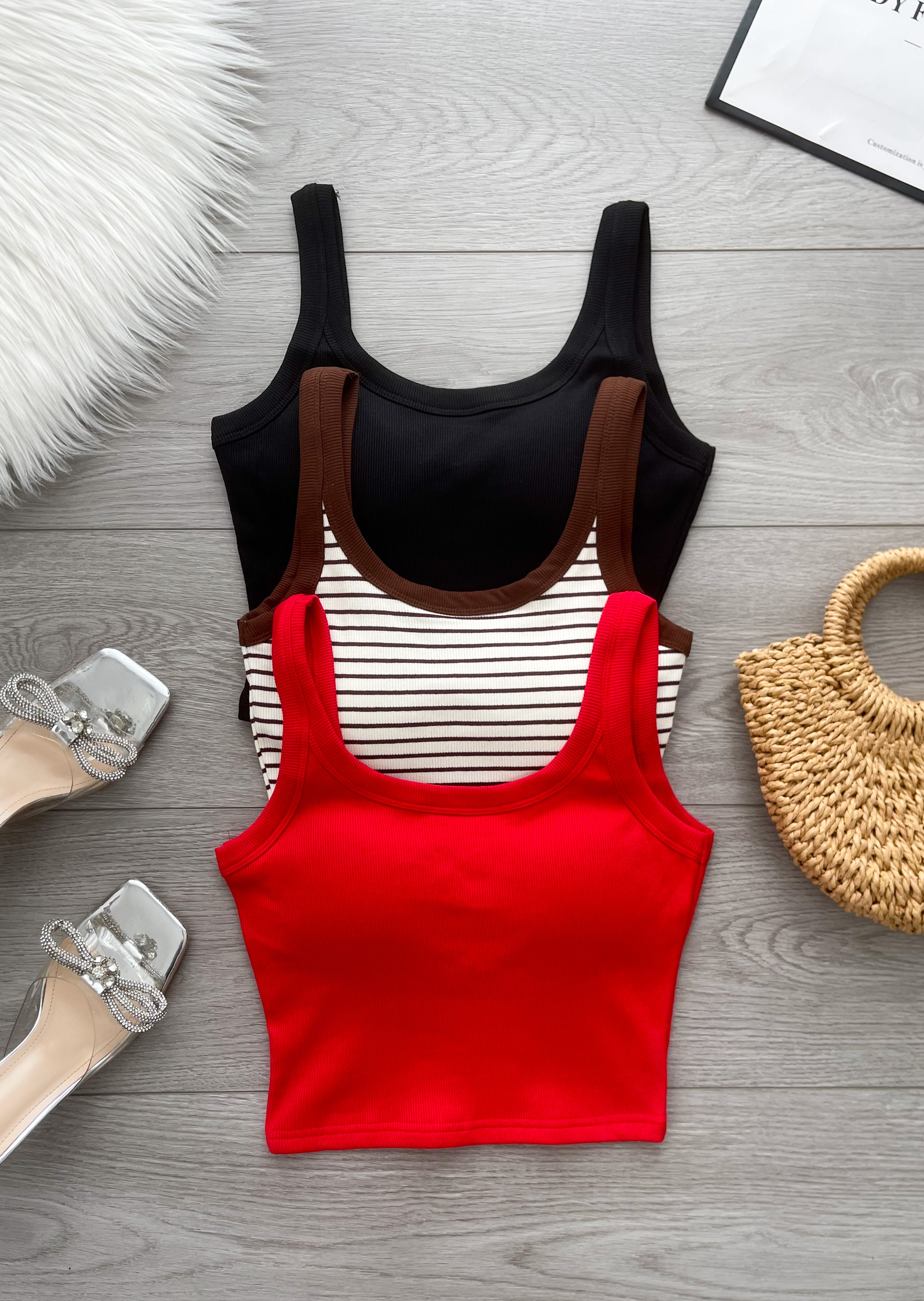 【T80562】高品质螺纹弹力带胸垫无袖百搭背心上衣 ❤️❤️