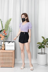 【T3337】💋特厚棉高质量百搭💋独家爆款韩版V领显瘦短款褶皱纯棉弹力百搭上衣 【B-R1-C3】