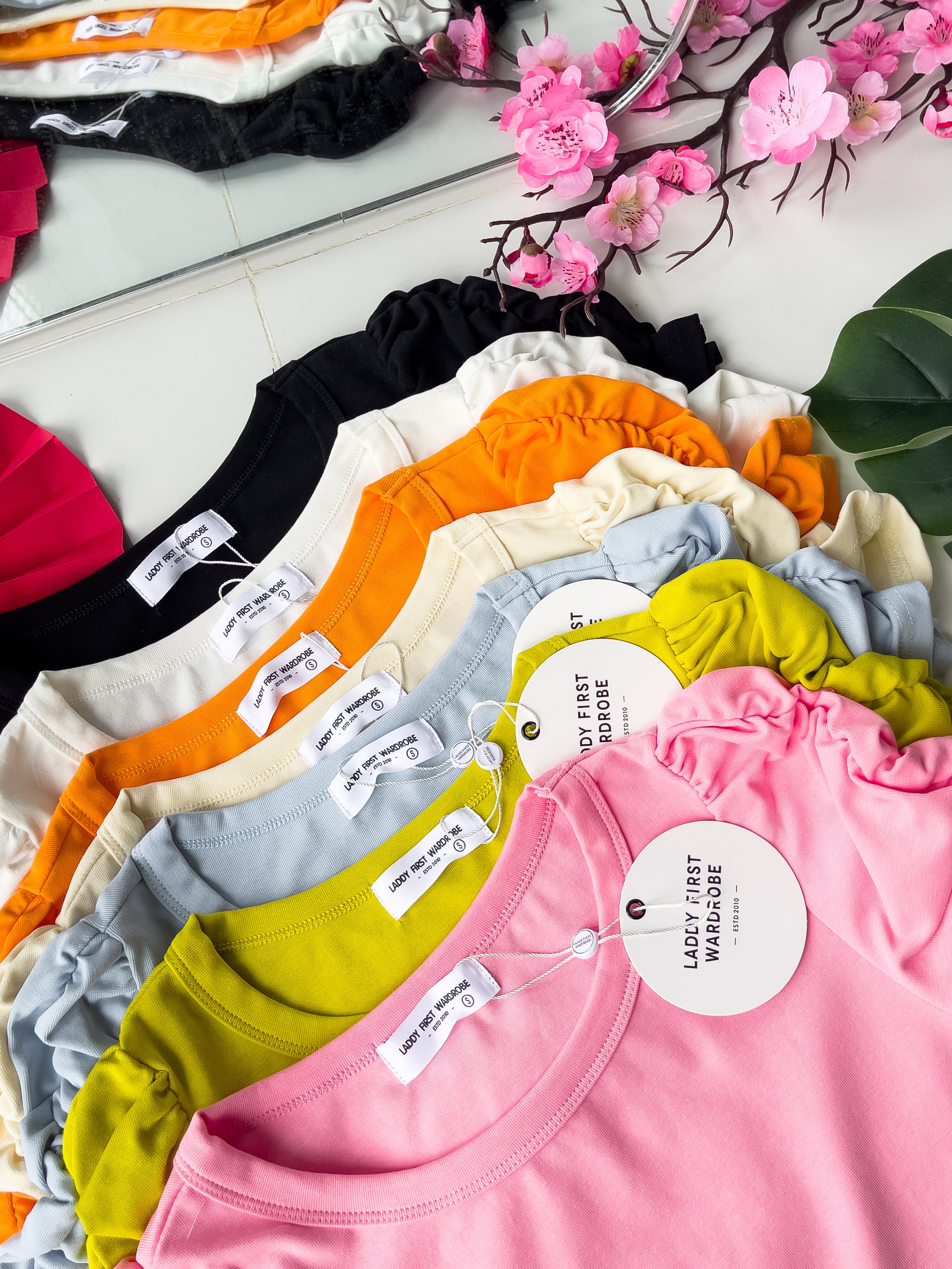 【T3454】【LFW独家小圆饼】高品质厚棉皱褶短袖纯棉弹力简约休闲百搭上衣 ❤❤ 【A-R1-C1】