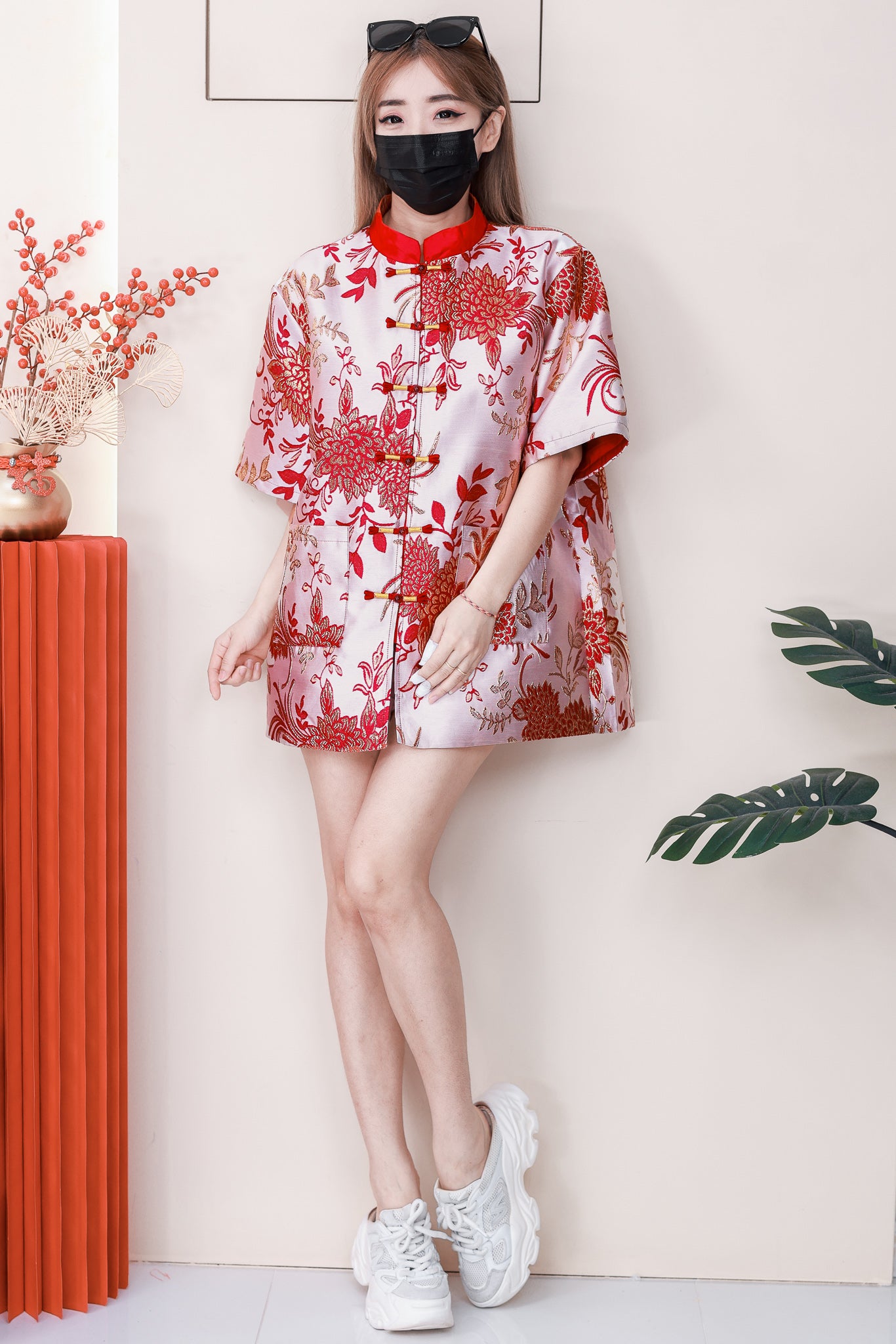 【T6862】高品质富贵牡丹金线提花男女同款唐装旗袍上衣，有口袋 ❤❤