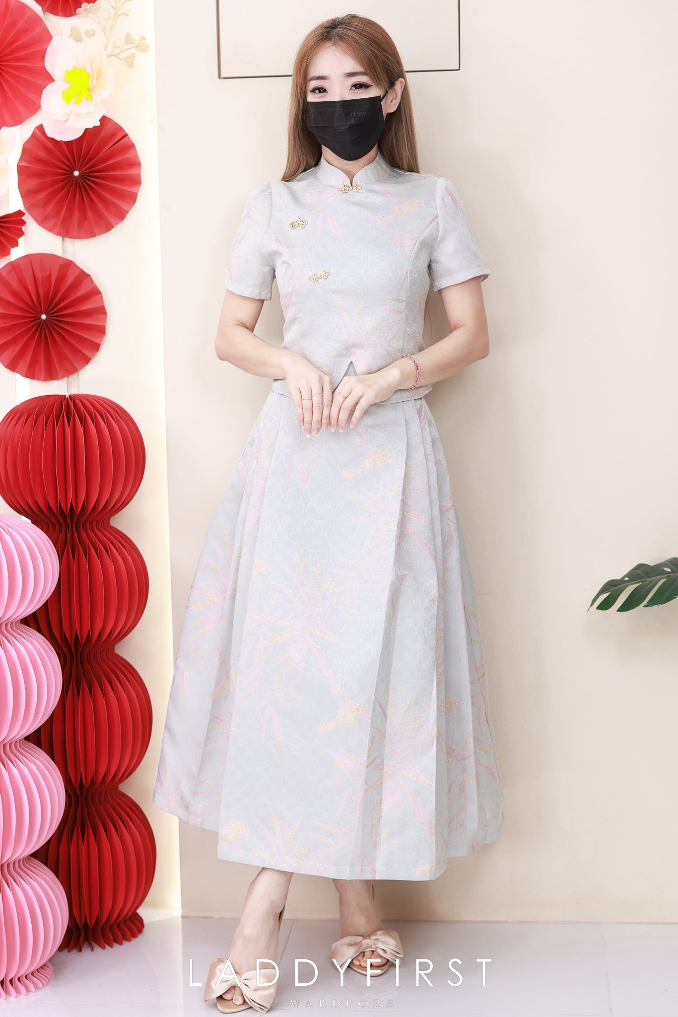 【SS614】【补厂家现货⚡⚡】高品质两件式高级感国风新中式马面裙提花旗袍套装 旗袍上衣➕马面长裙，有口袋 ❤️❤️