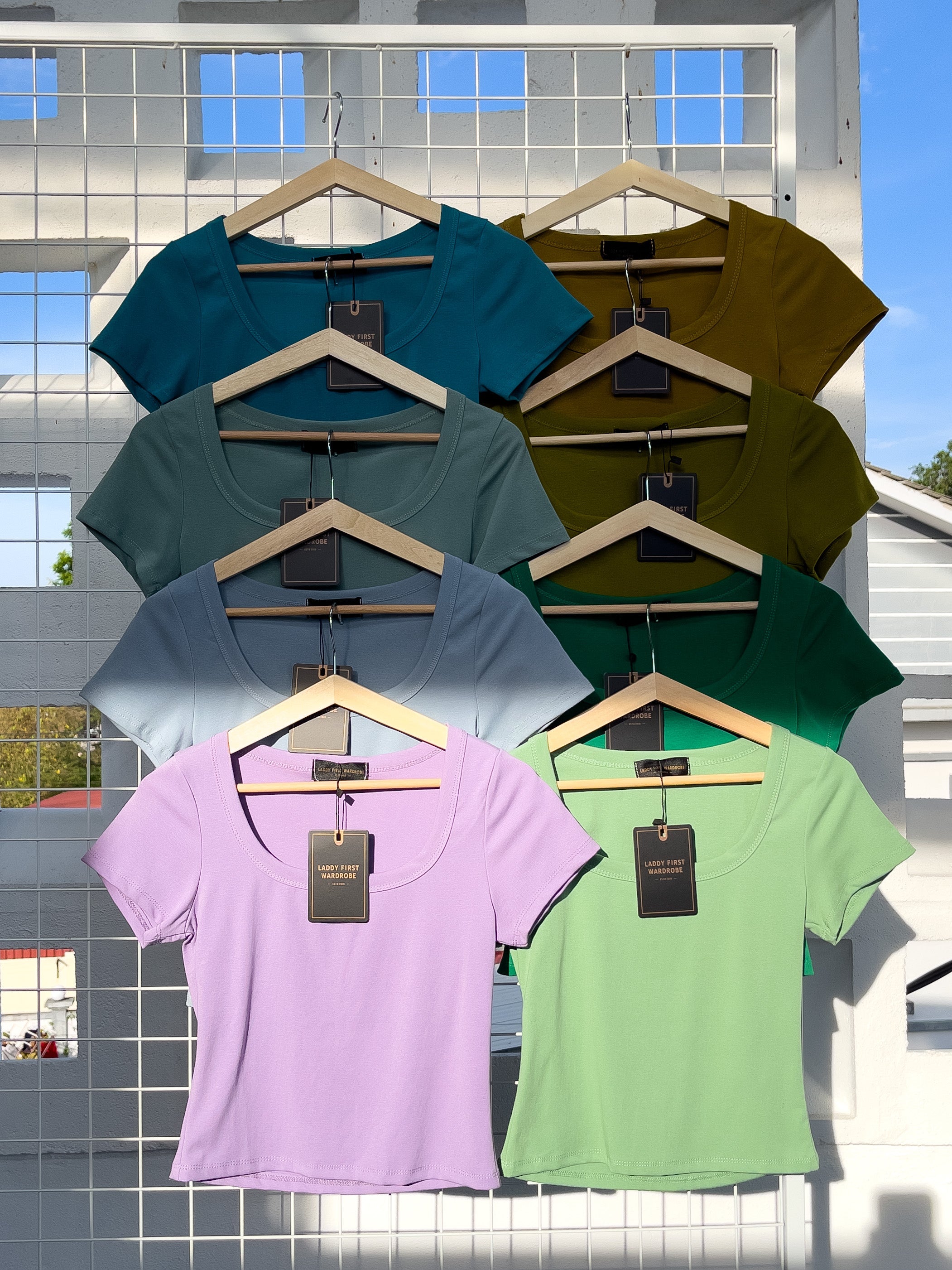 【T2342-1】⚡补货预订款⚡独家爆款高品质大U领短袖纯棉弹力简约日常百搭上衣 ❤❤