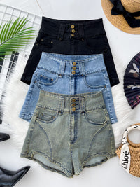 【S121501】高品质超高腰COTTON JEANS牛仔日常百搭短裤，有口袋 ❤️❤️ 【A-R1-C6】