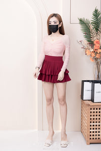 【S68135】【LFW独家小圆饼】【直播间搭配】双层蛋糕百褶荷叶边高腰显瘦西装裙子，内层防走光短裤 ❤️❤️ 【C-R3-C5】